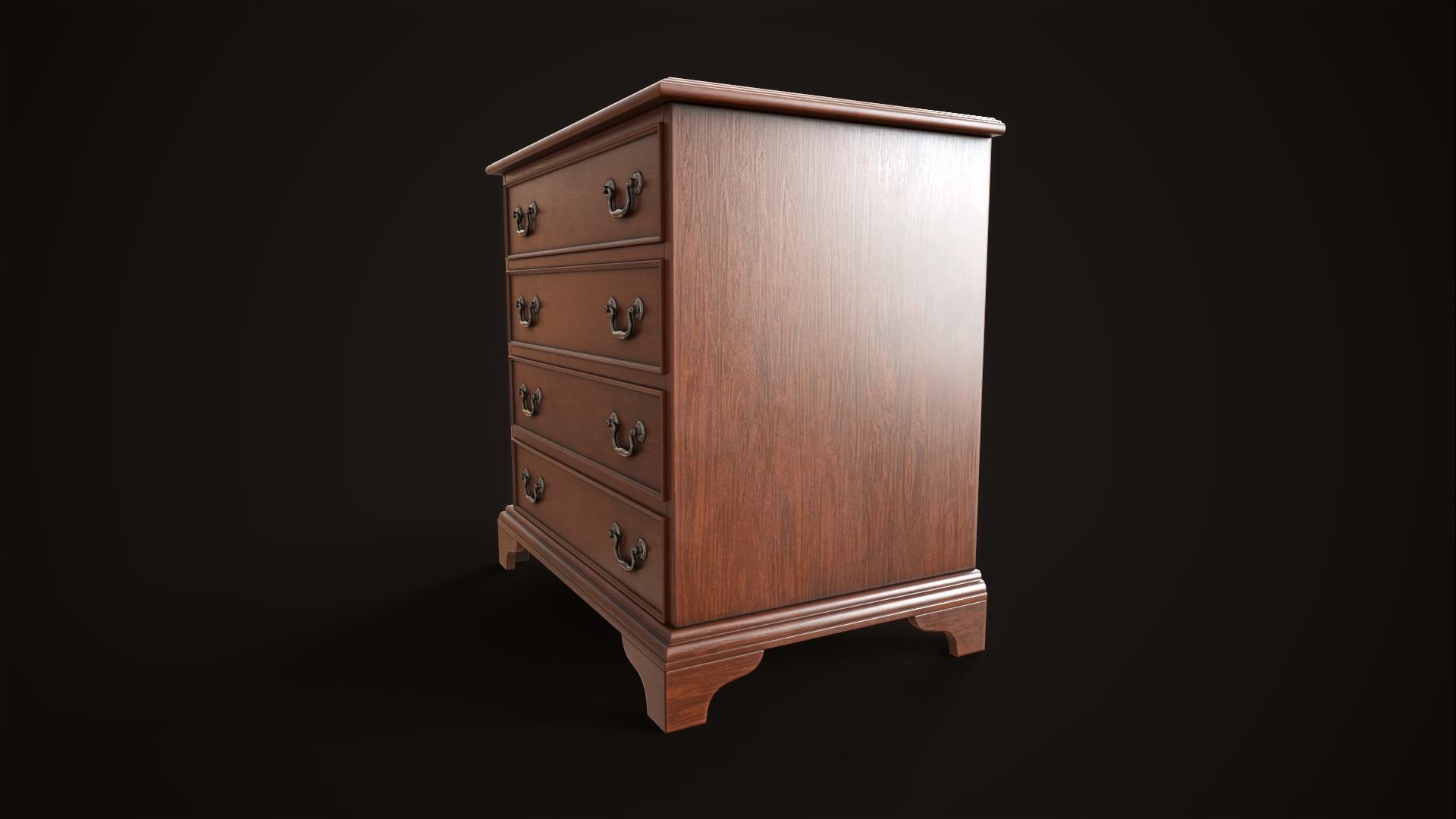 Vintage dresser Low-poly 3D model_15