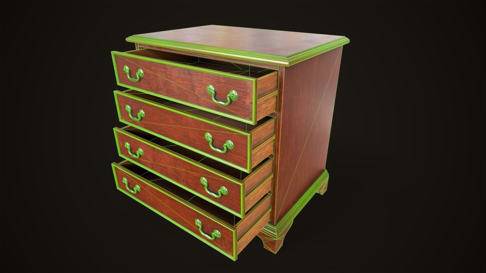 Vintage dresser Low-poly 3D model_7