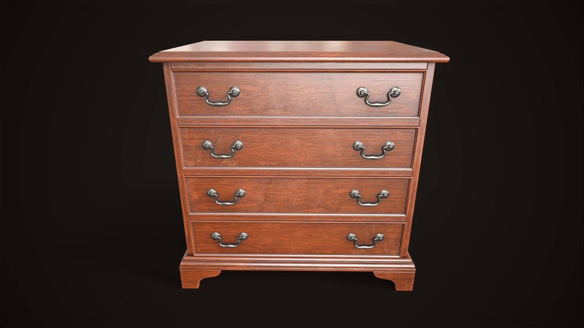 Vintage dresser Low-poly 3D model_8