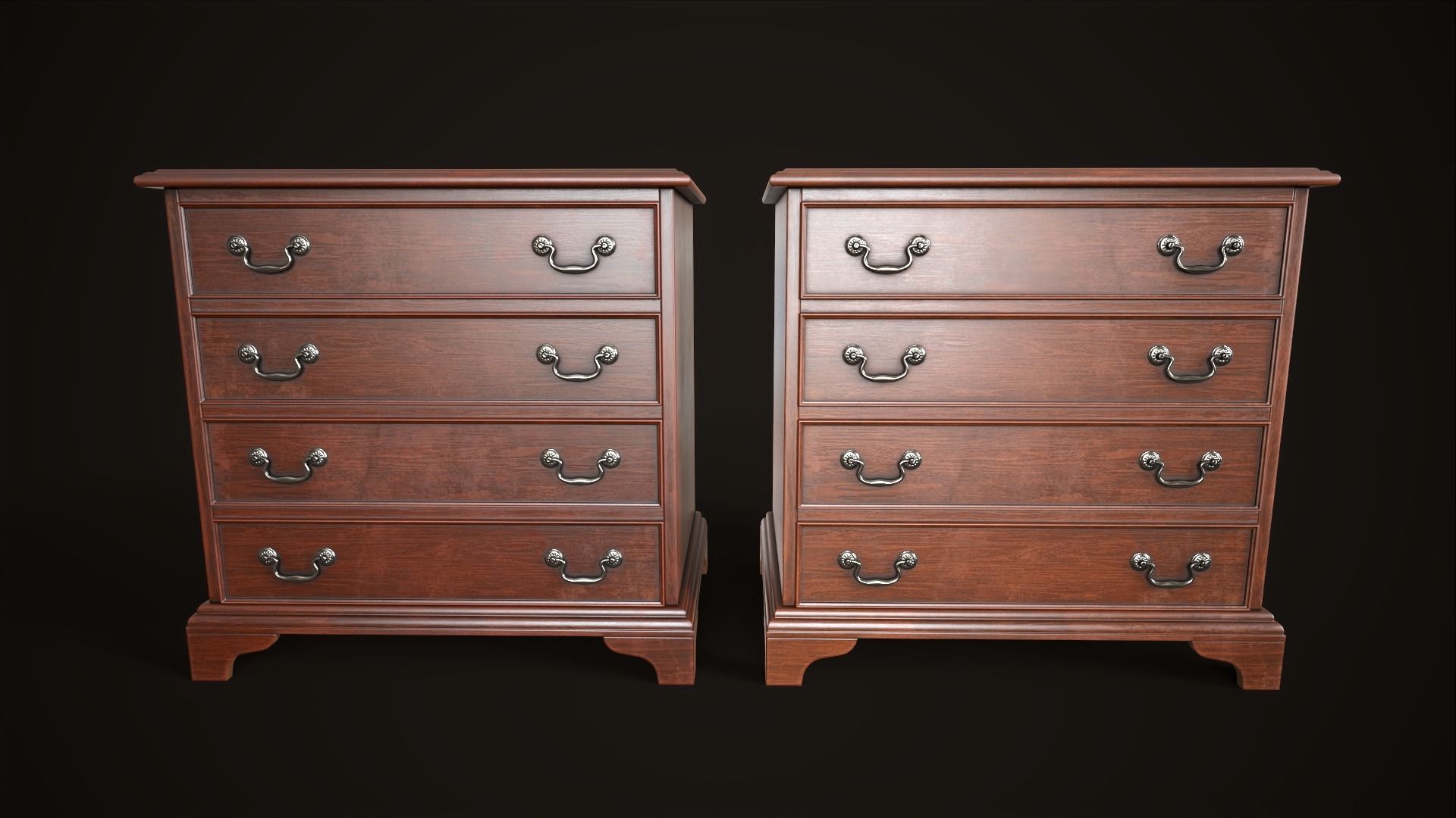 Vintage dresser Low-poly 3D model_3