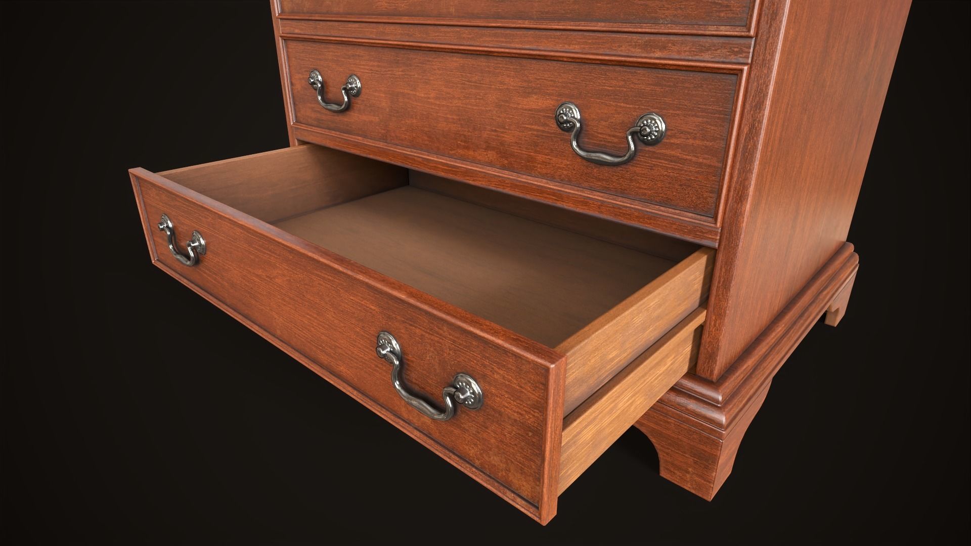 Vintage dresser Low-poly 3D model_10