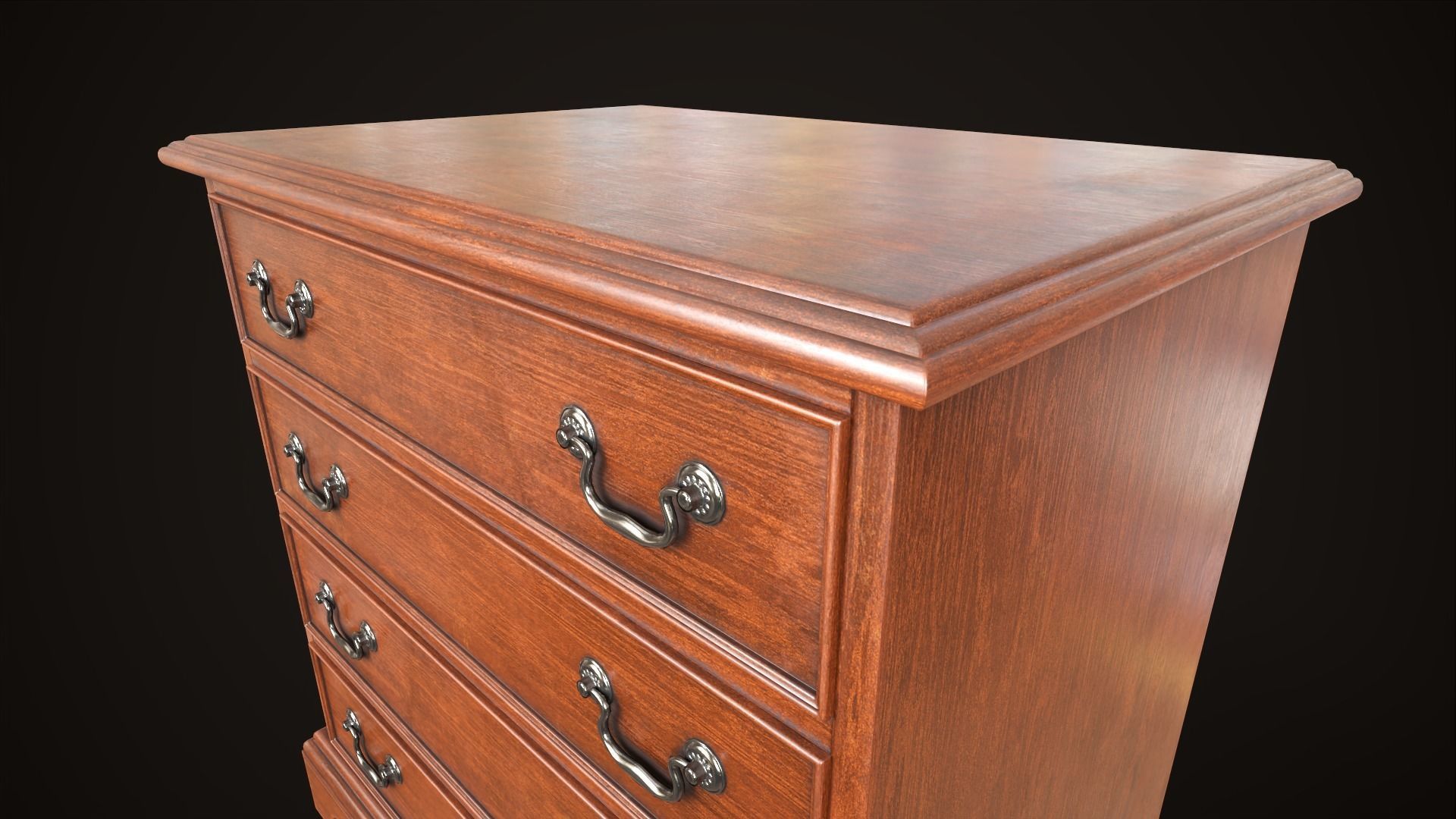 Vintage dresser Low-poly 3D model_11