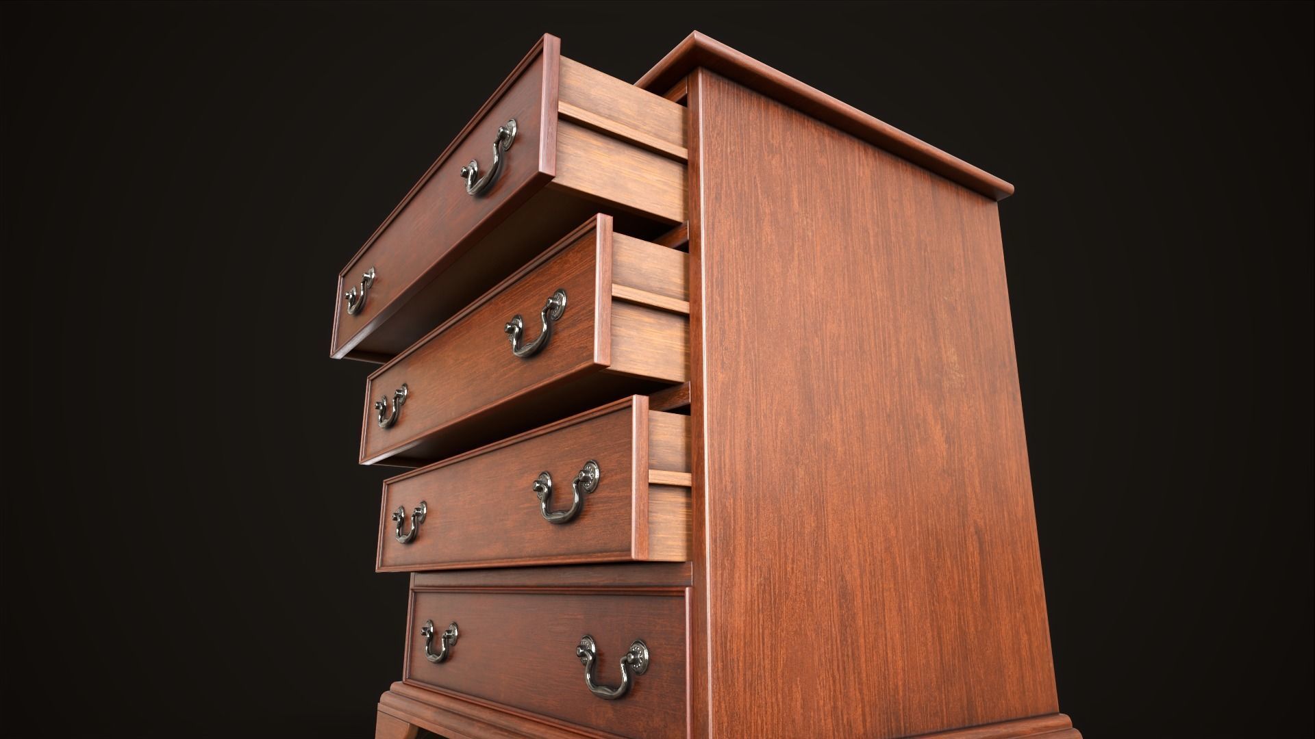 Vintage dresser Low-poly 3D model_18