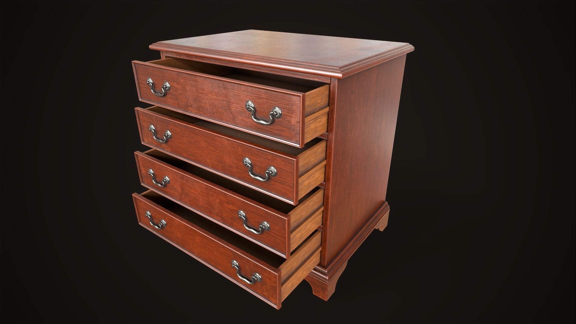 Vintage dresser Low-poly 3D model_1