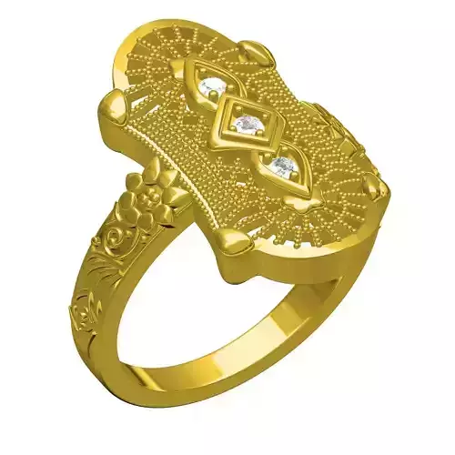 Three Stone Vintage Look Wedding Bridal Ring 2