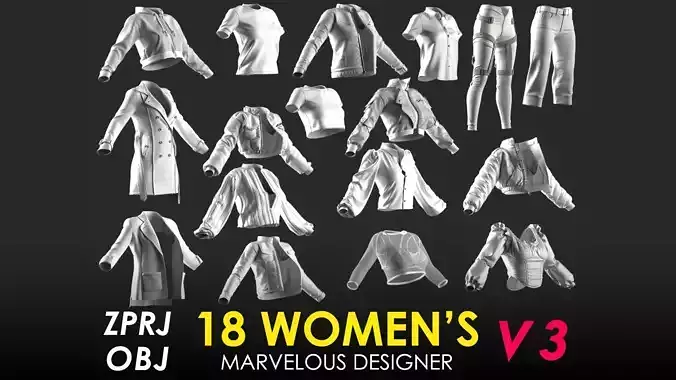 18 Womens Clothes - Vol 3 - Marvelous Designer 3D model