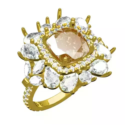 Cushion Cut Diamond Pear Diamond Halo Vintage Ring