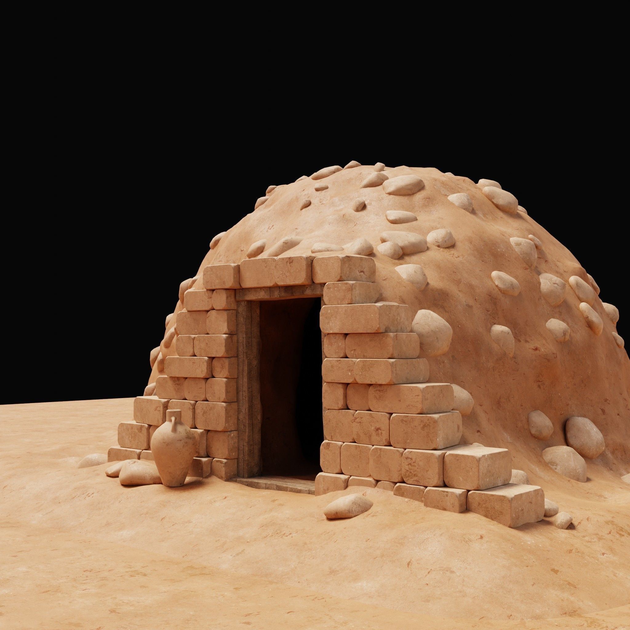 MUD CLAY DESERT EGYPTIAN ARAB HOUSE HUT SHELTER COLLECTION Low-poly 3D model_27