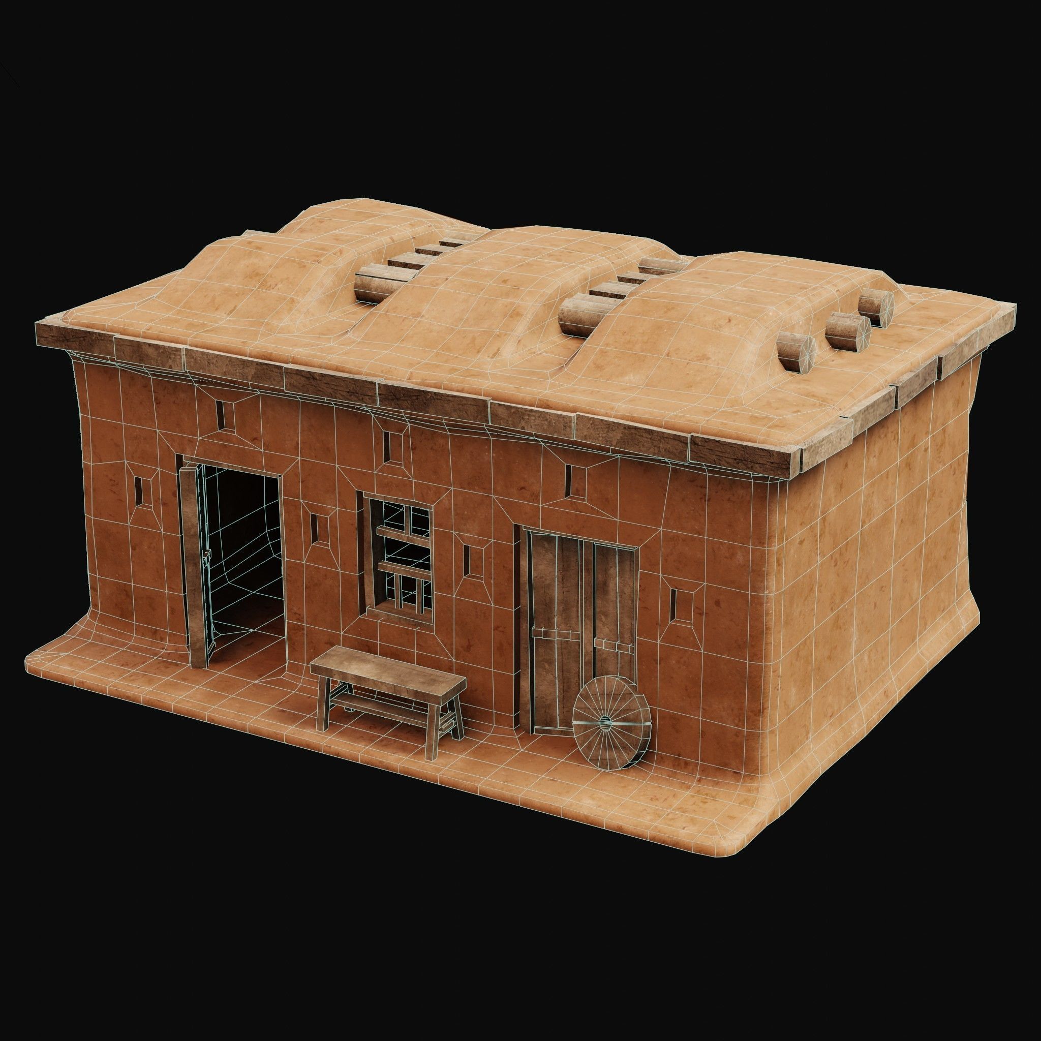 MUD CLAY DESERT EGYPTIAN ARAB HOUSE HUT SHELTER COLLECTION Low-poly 3D model_20