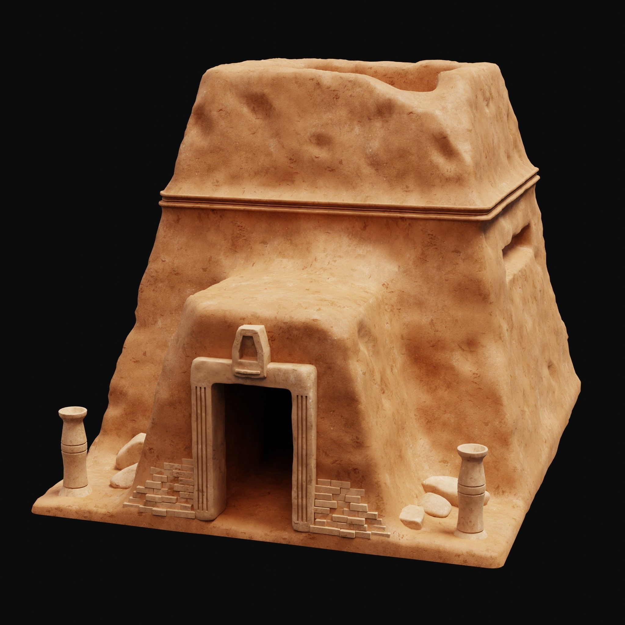 MUD CLAY DESERT EGYPTIAN ARAB HOUSE HUT SHELTER COLLECTION Low-poly 3D model_21