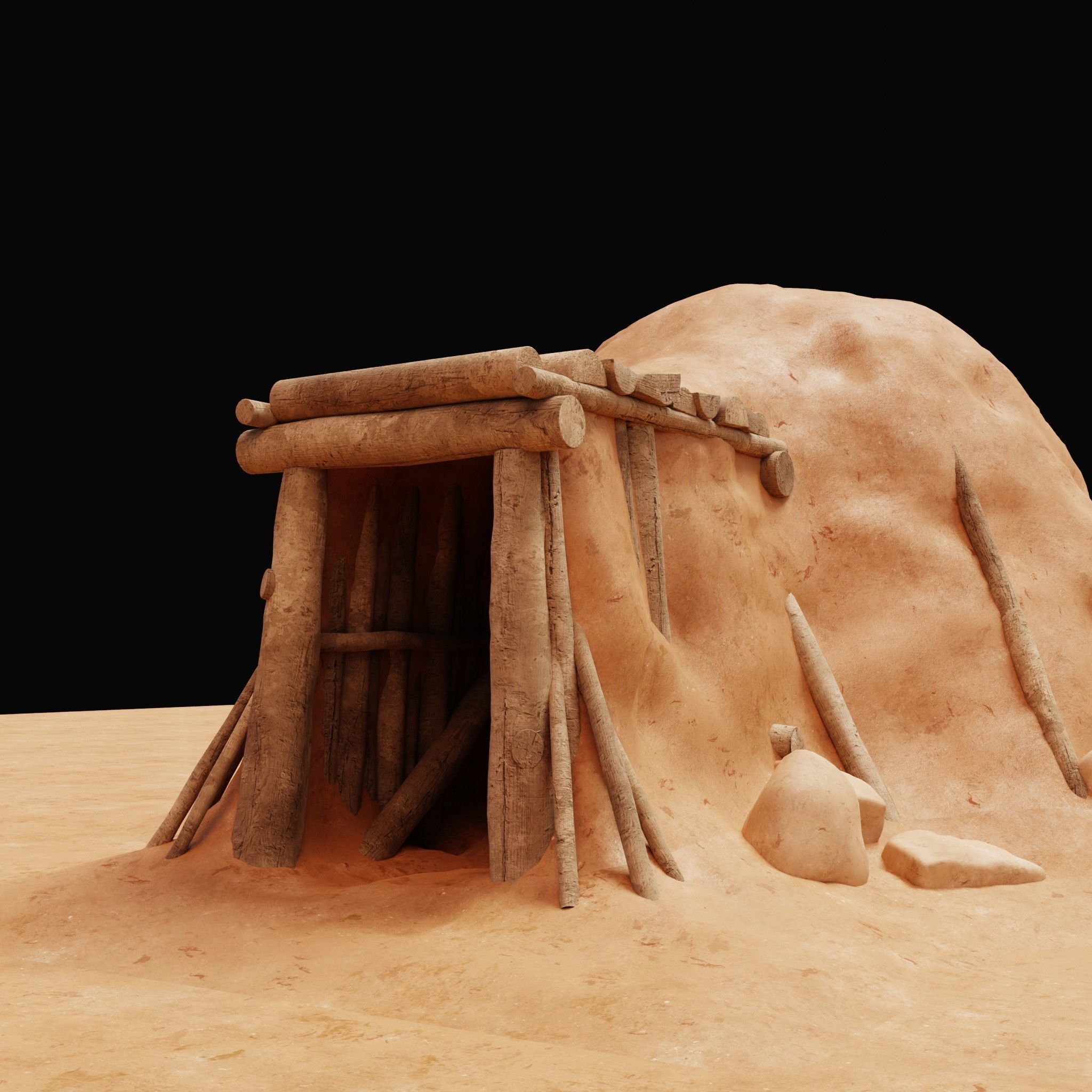 MUD CLAY DESERT EGYPTIAN ARAB HOUSE HUT SHELTER COLLECTION Low-poly 3D model_7