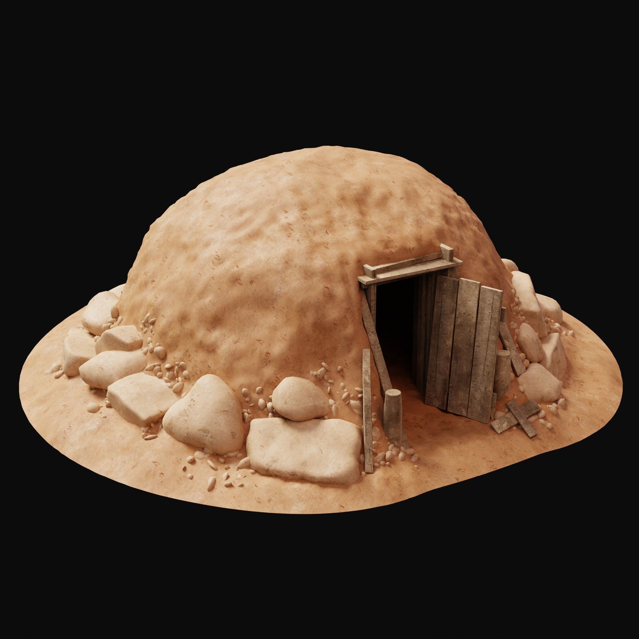 MUD CLAY DESERT EGYPTIAN ARAB HOUSE HUT SHELTER COLLECTION Low-poly 3D model_2