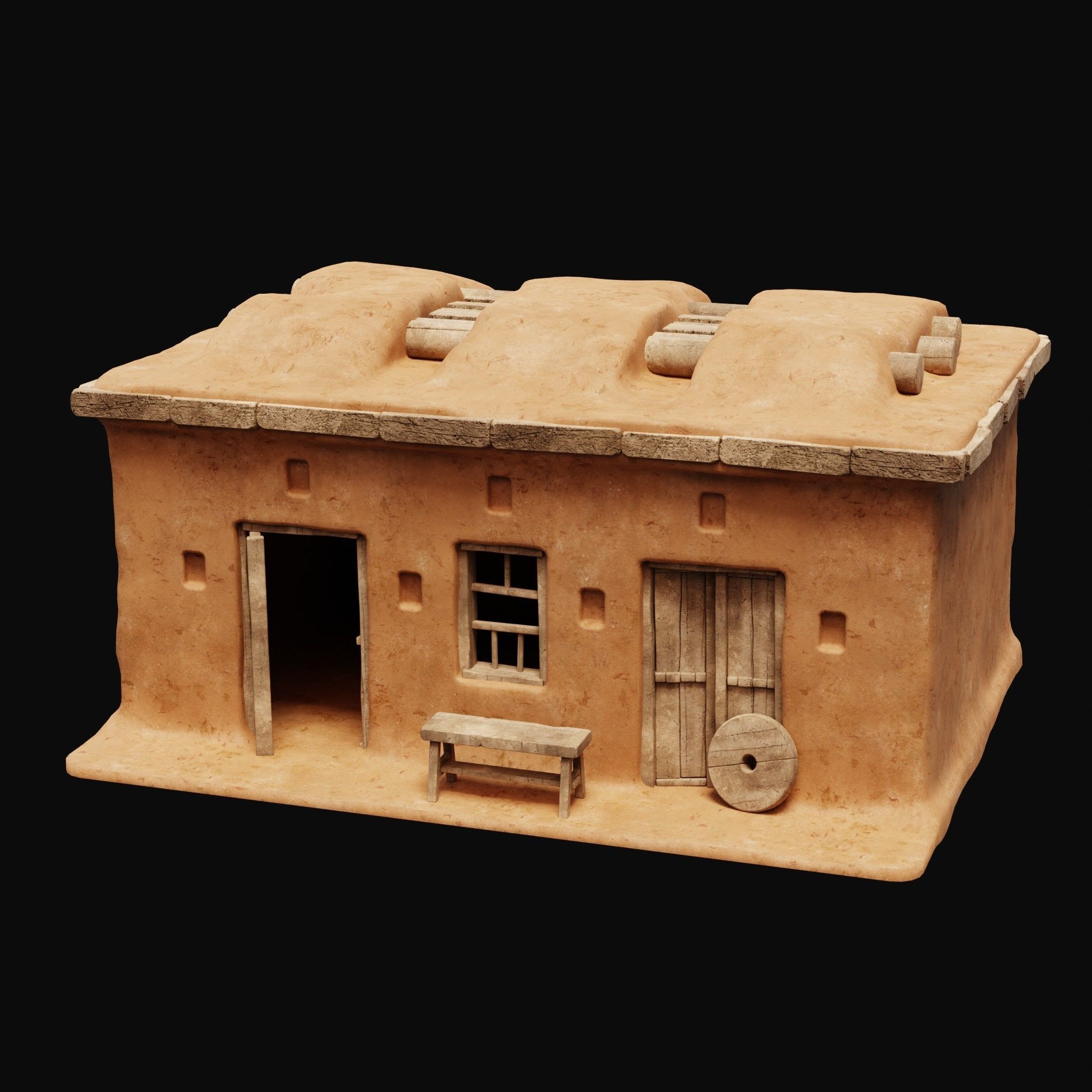 MUD CLAY DESERT EGYPTIAN ARAB HOUSE HUT SHELTER COLLECTION Low-poly 3D model_17