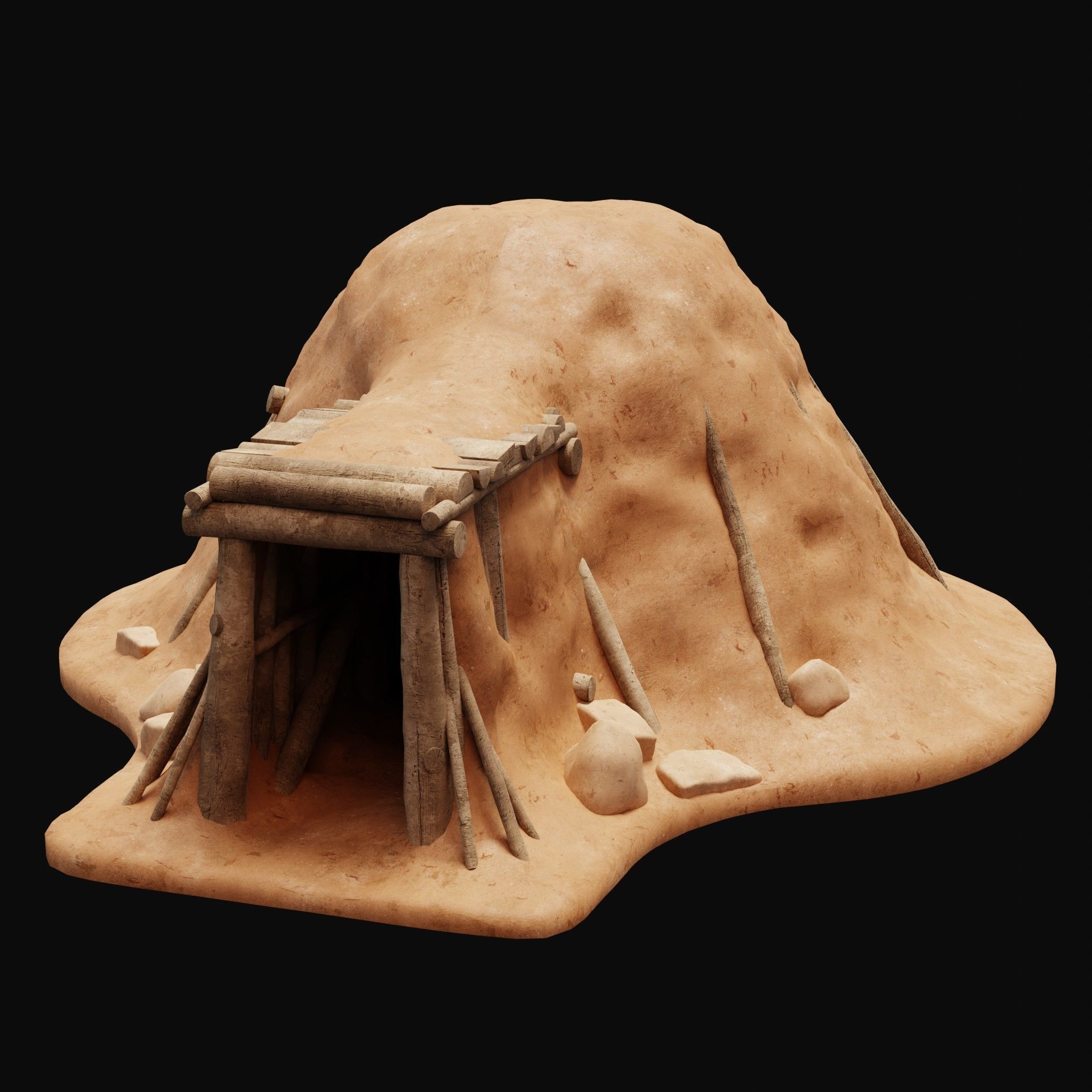 MUD CLAY DESERT EGYPTIAN ARAB HOUSE HUT SHELTER COLLECTION Low-poly 3D model_5