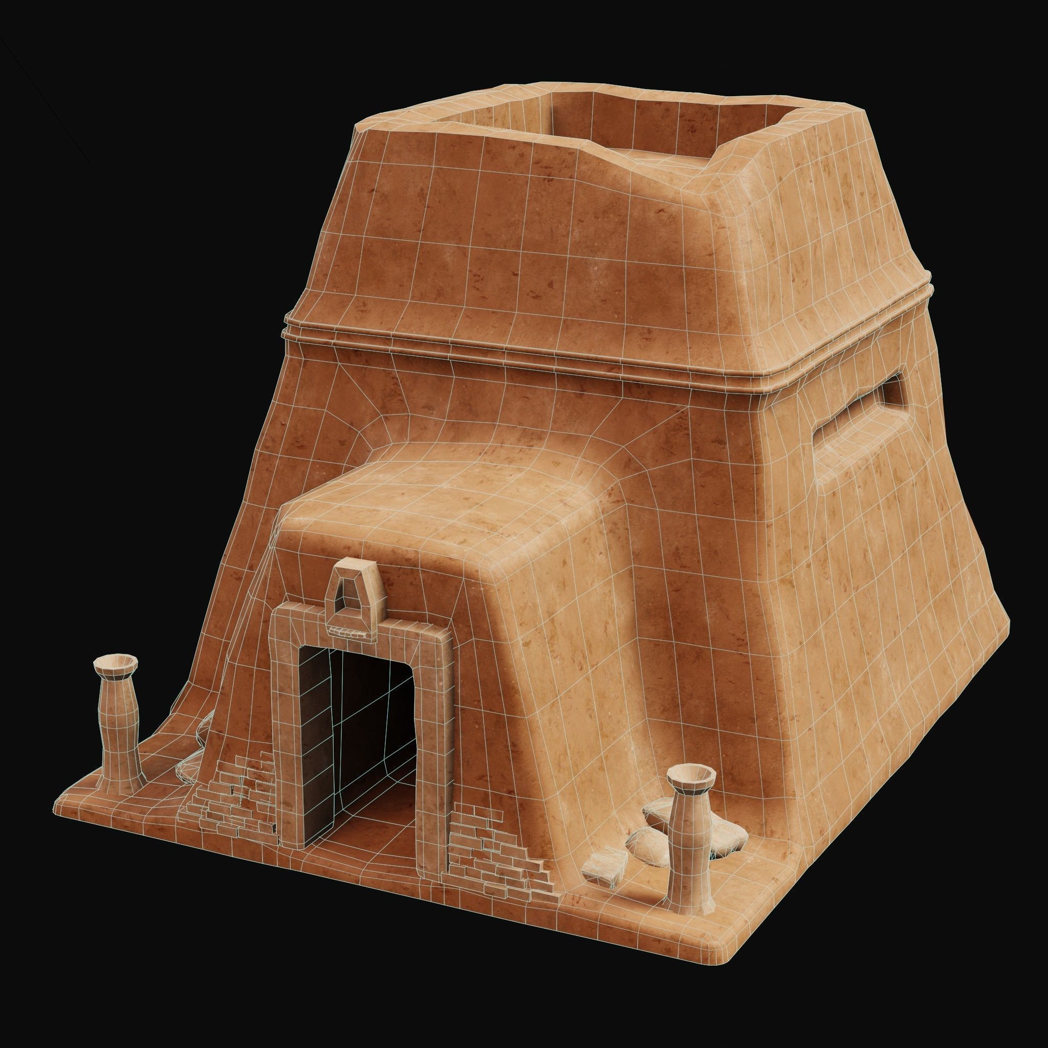 MUD CLAY DESERT EGYPTIAN ARAB HOUSE HUT SHELTER COLLECTION Low-poly 3D model_24