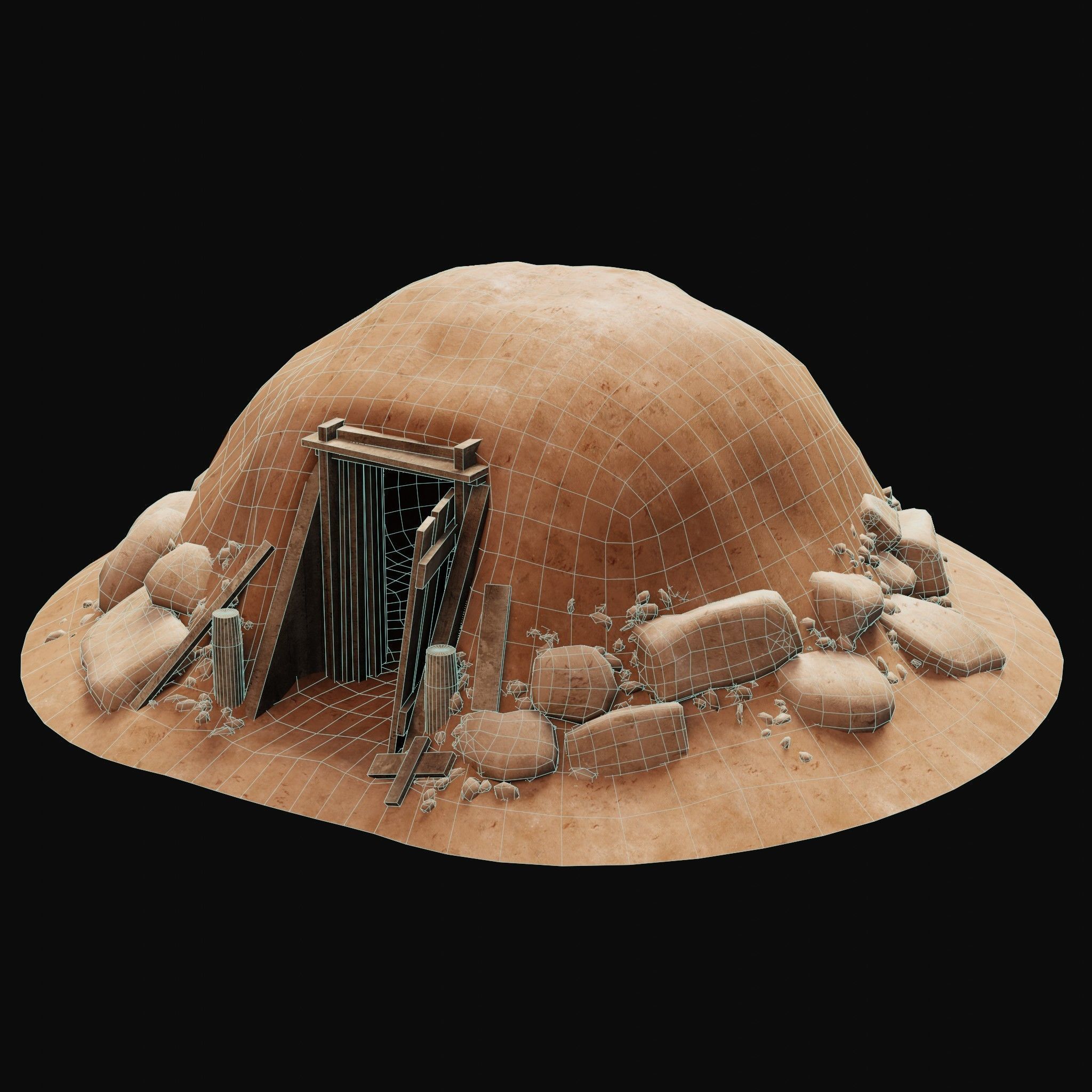 MUD CLAY DESERT EGYPTIAN ARAB HOUSE HUT SHELTER COLLECTION Low-poly 3D model_4