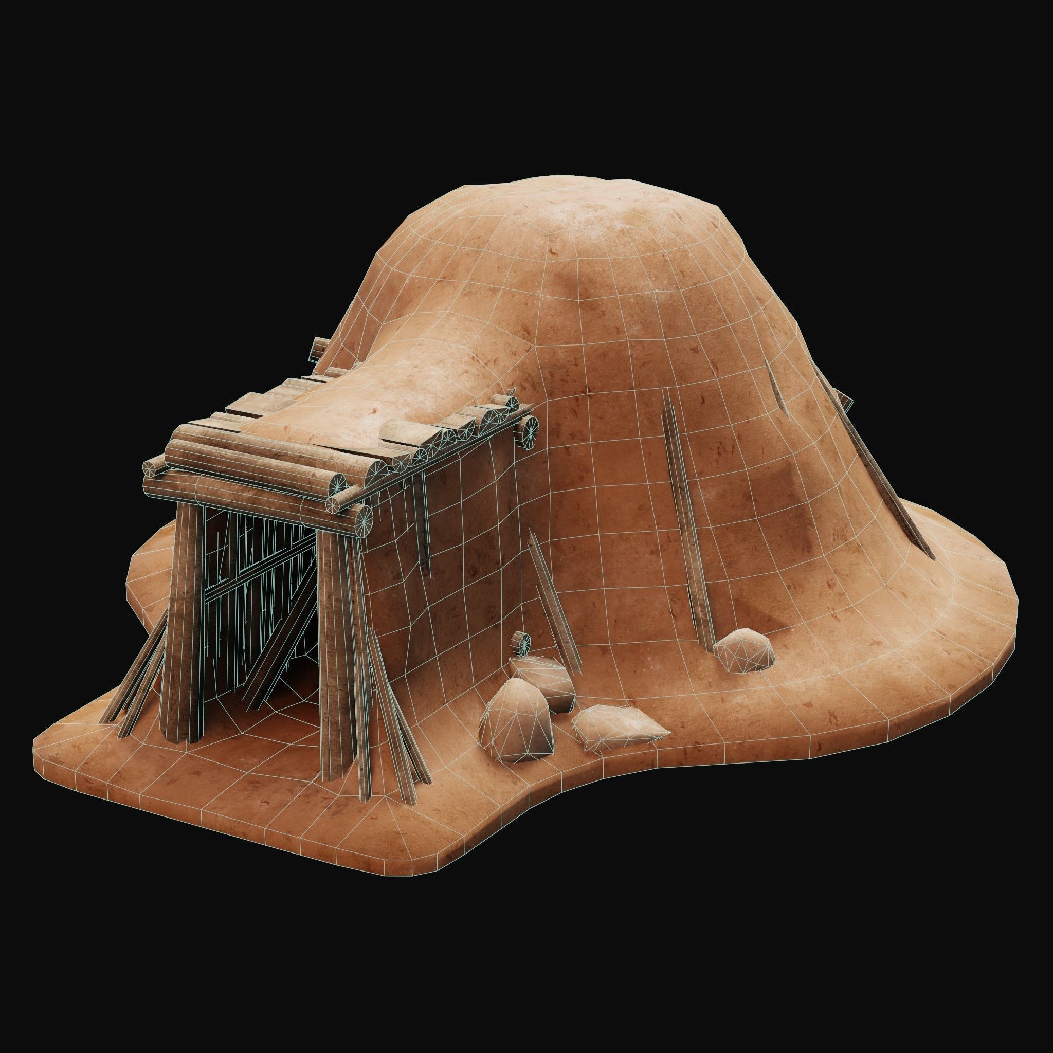 MUD CLAY DESERT EGYPTIAN ARAB HOUSE HUT SHELTER COLLECTION Low-poly 3D model_8