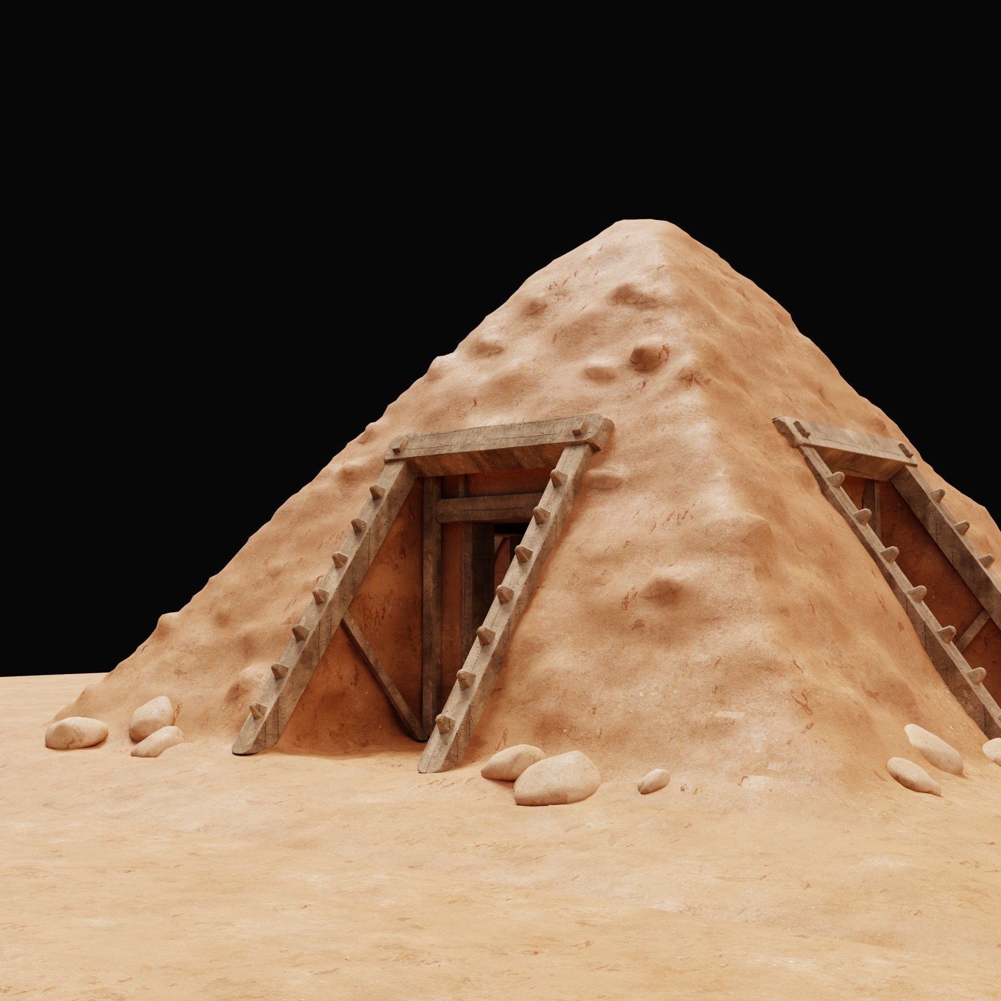 MUD CLAY DESERT EGYPTIAN ARAB HOUSE HUT SHELTER COLLECTION Low-poly 3D model_31