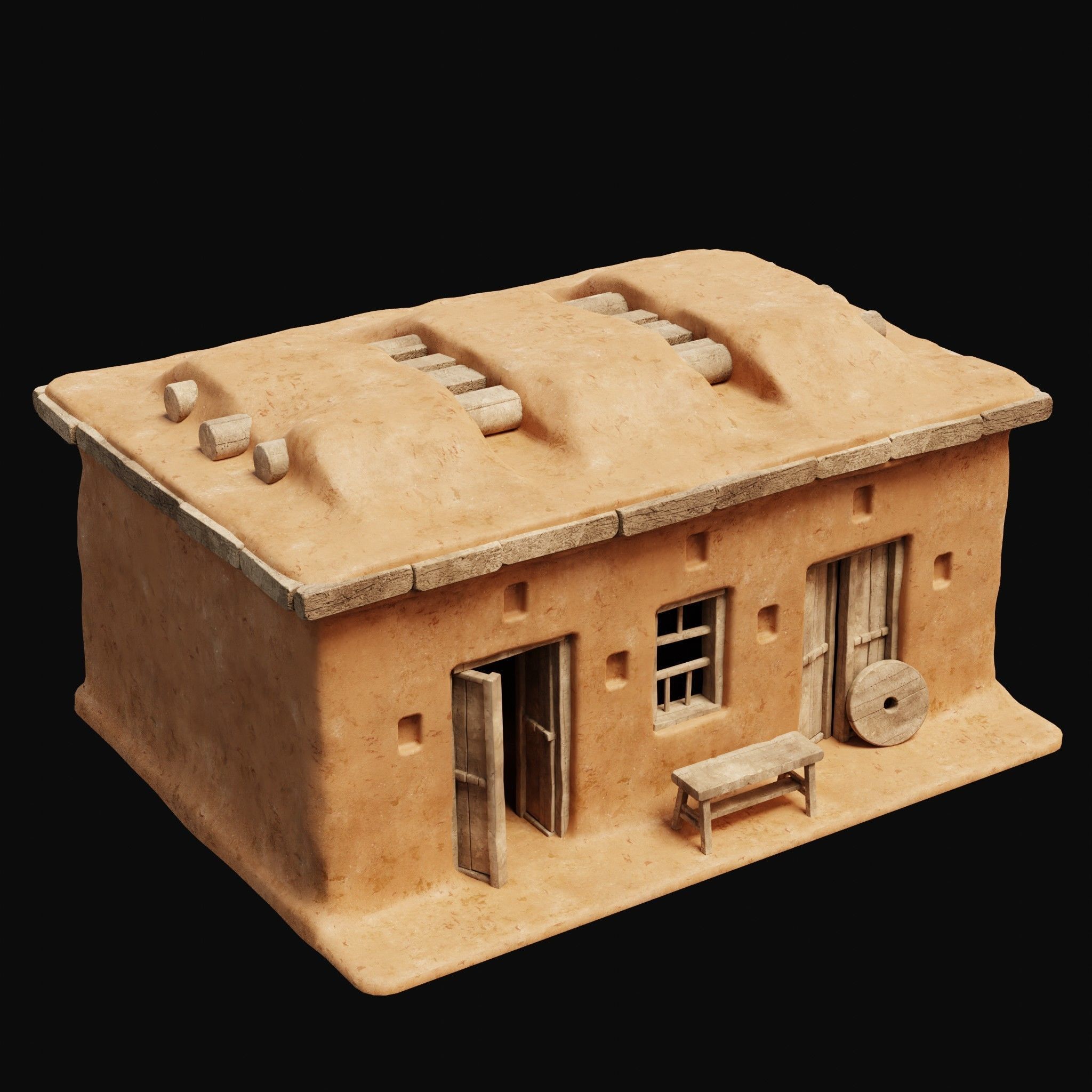MUD CLAY DESERT EGYPTIAN ARAB HOUSE HUT SHELTER COLLECTION Low-poly 3D model_19