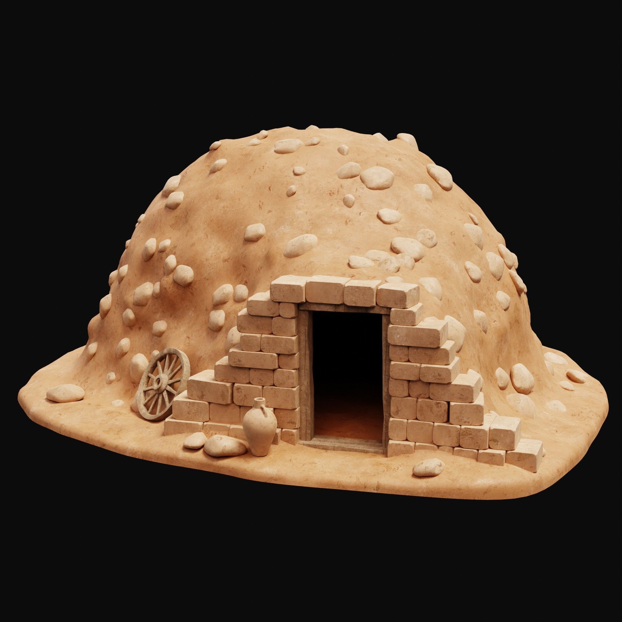 MUD CLAY DESERT EGYPTIAN ARAB HOUSE HUT SHELTER COLLECTION Low-poly 3D model_25