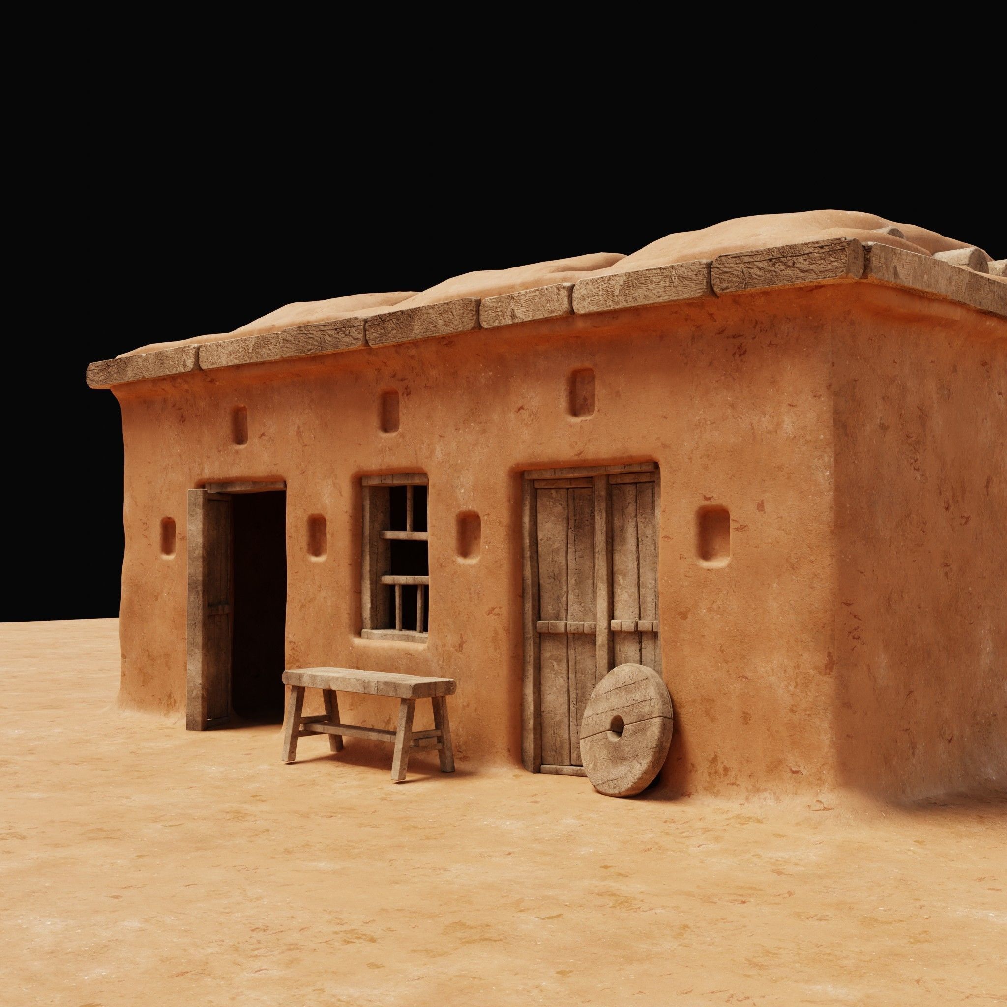 MUD CLAY DESERT EGYPTIAN ARAB HOUSE HUT SHELTER COLLECTION Low-poly 3D model_18