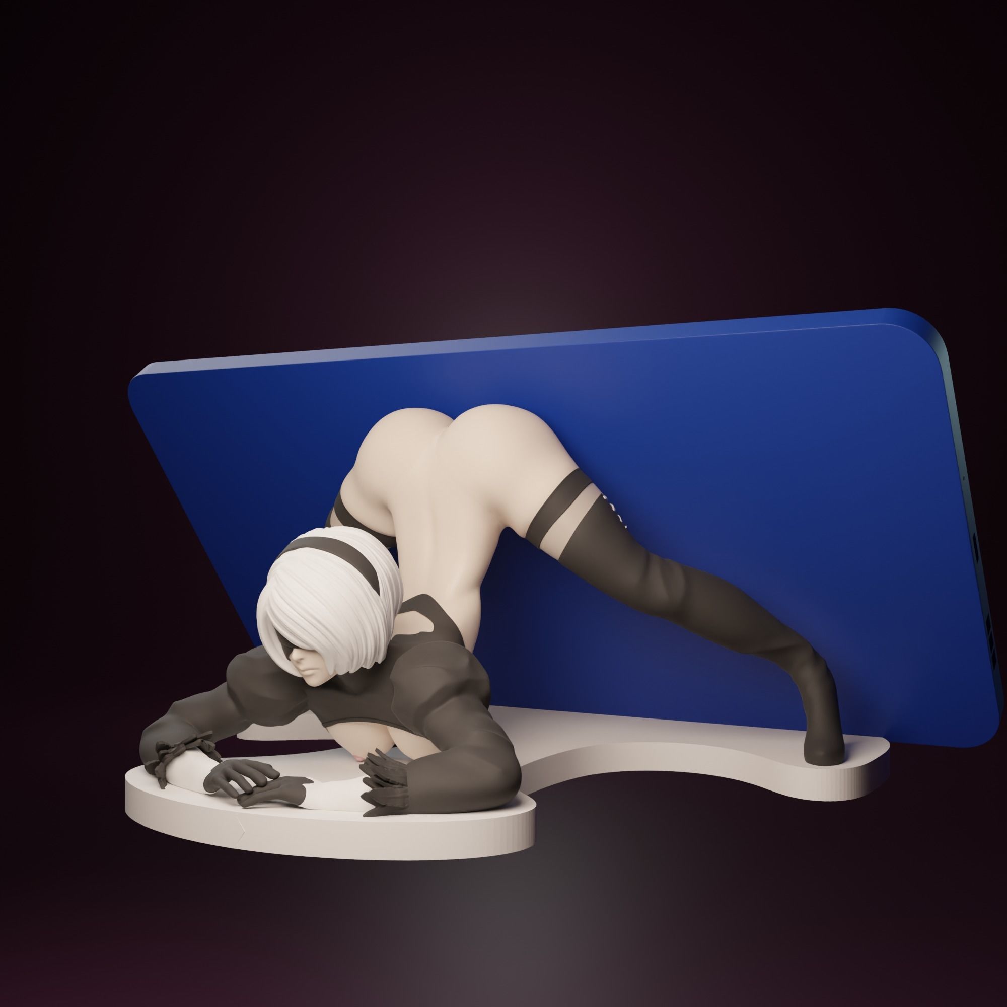 NSFW 2b phone holder 2 versions 3D print model_6