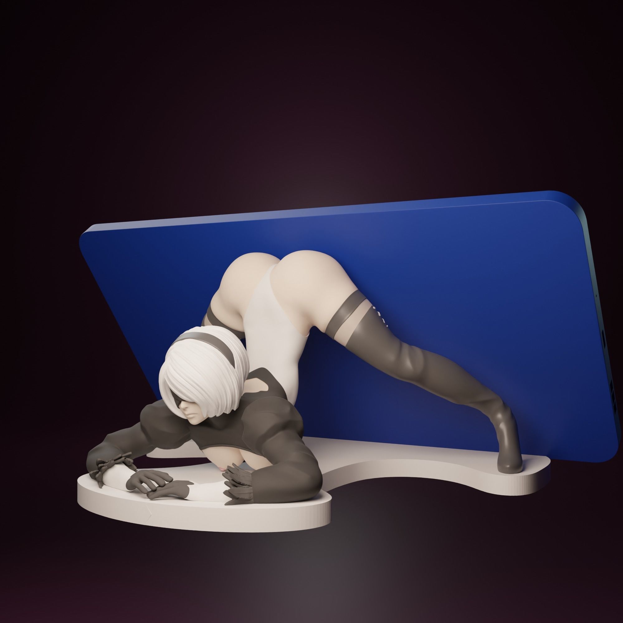 NSFW 2b phone holder 2 versions 3D print model_1