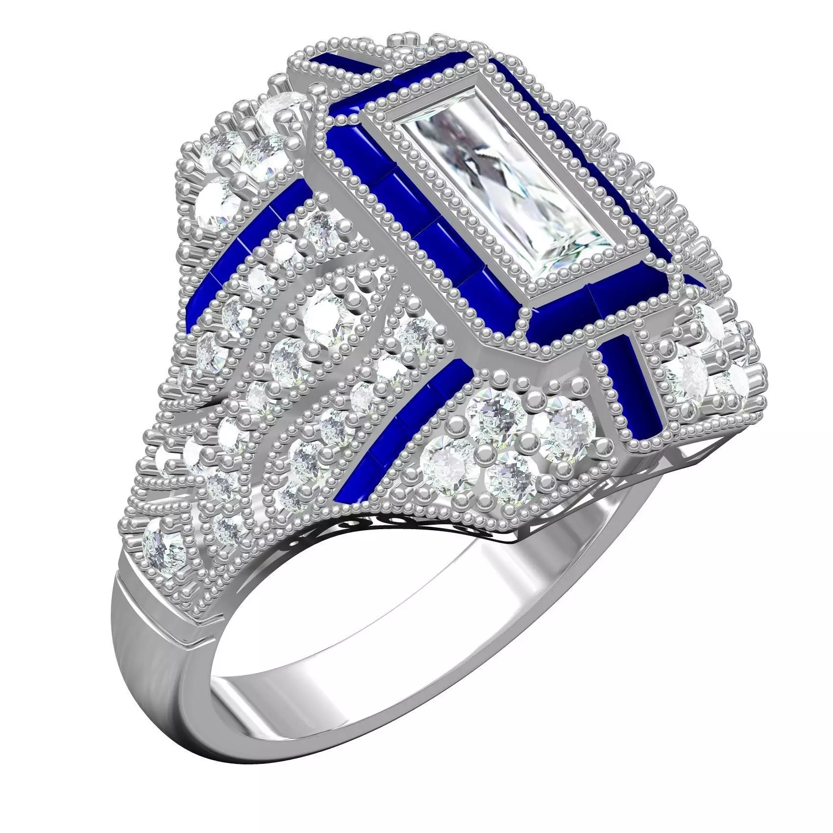 Antique Art Deco Engagement Ring 3 3D print model