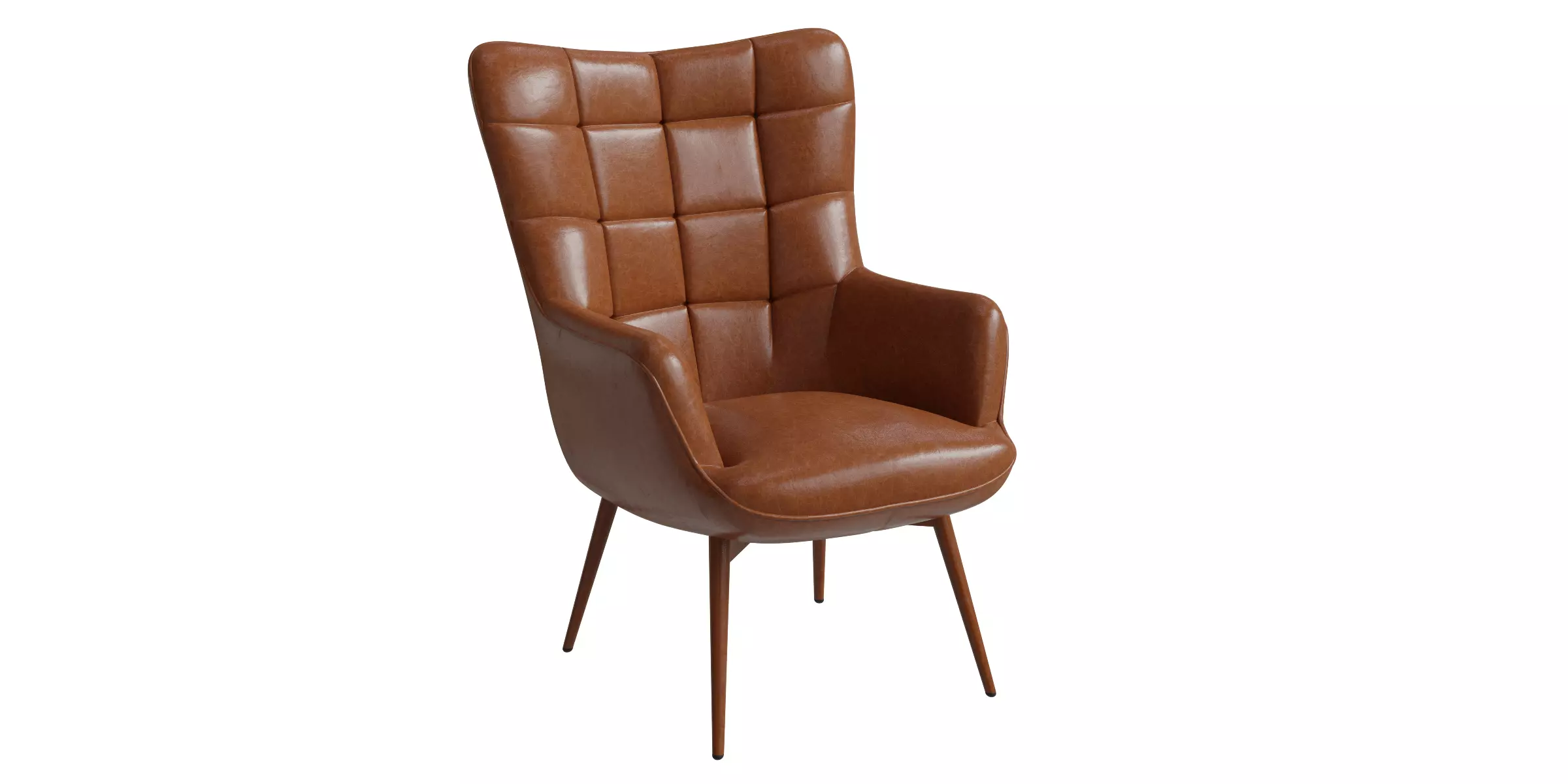 Vegan Leather Wingback Chair 3D model