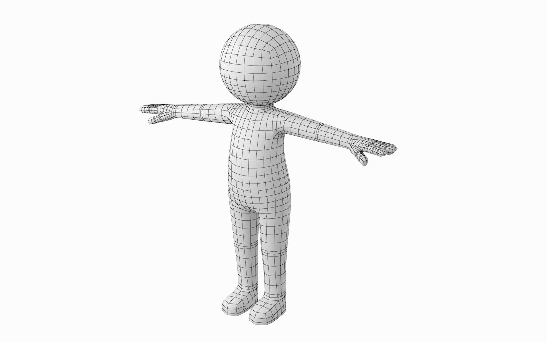 Adult Stylized Stickman in T-Pose Low-poly 3D model_3