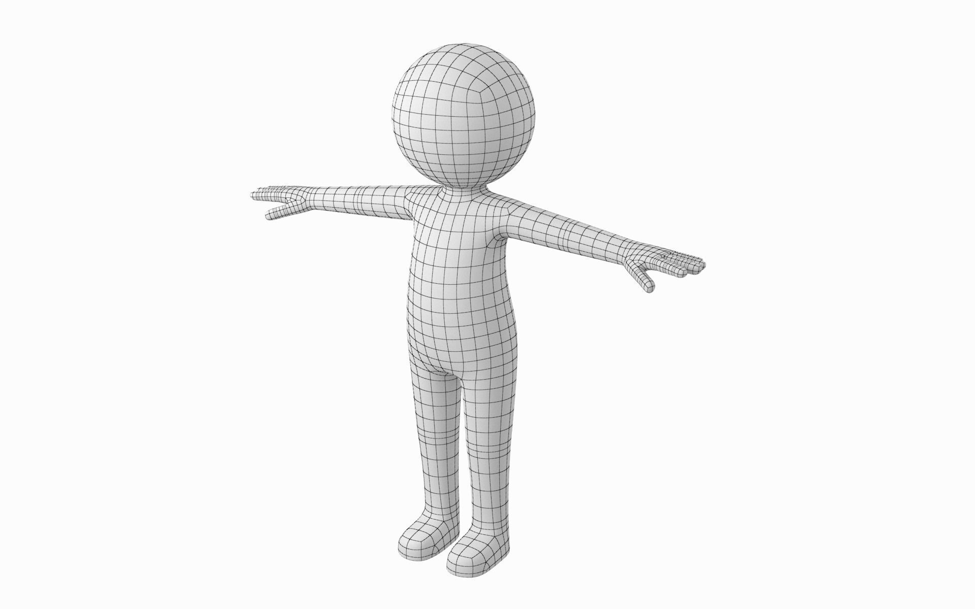Adult Stylized Stickman in T-Pose Low-poly 3D model_4