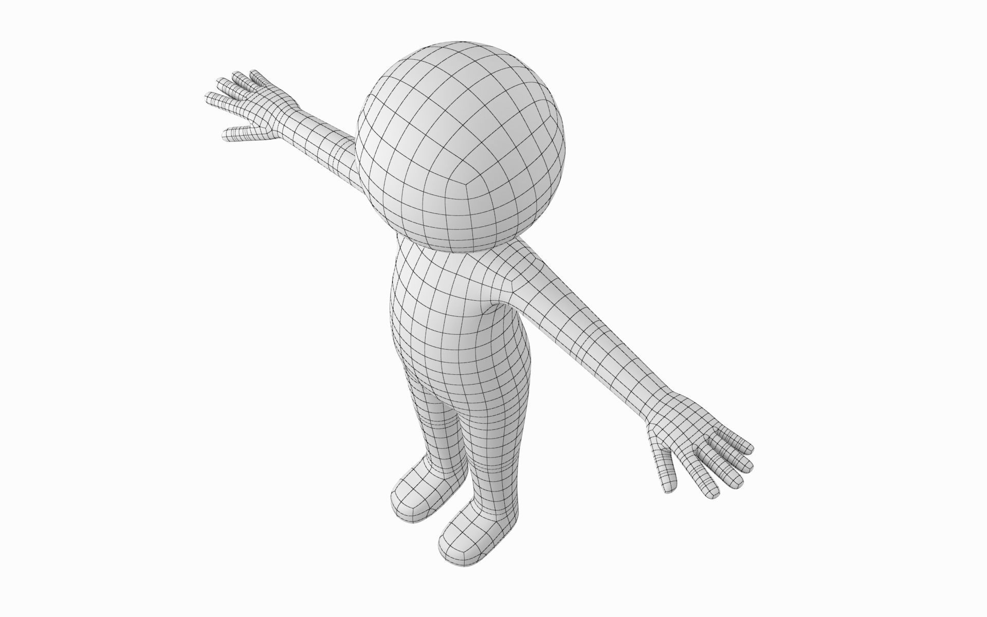 Adult Stylized Stickman in T-Pose Low-poly 3D model_10
