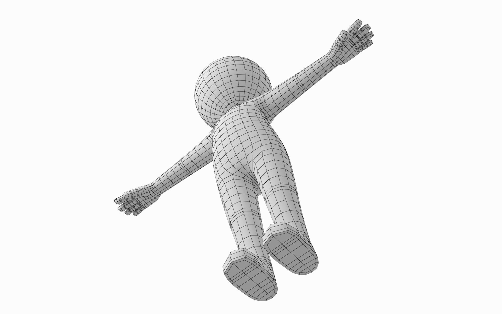 Adult Stylized Stickman in T-Pose Low-poly 3D model_15