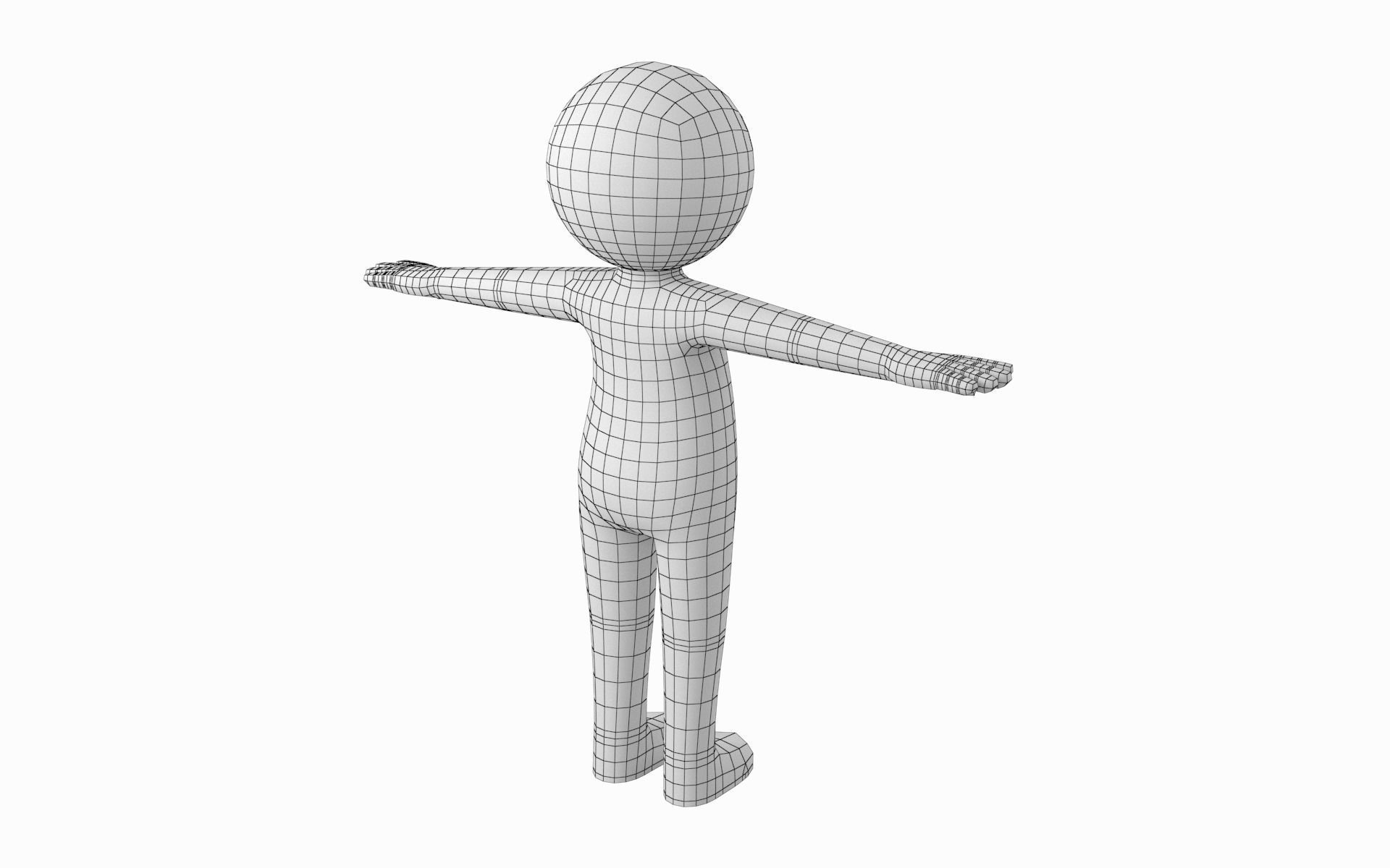 Adult Stylized Stickman in T-Pose Low-poly 3D model_6