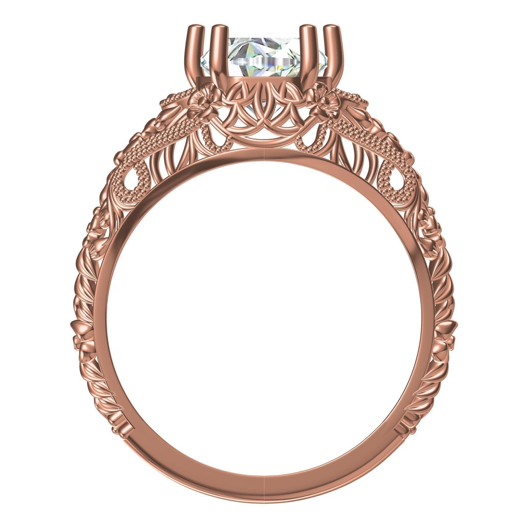 Single Round Diamond Filigree Art Deco Ring 3 3D print model_5