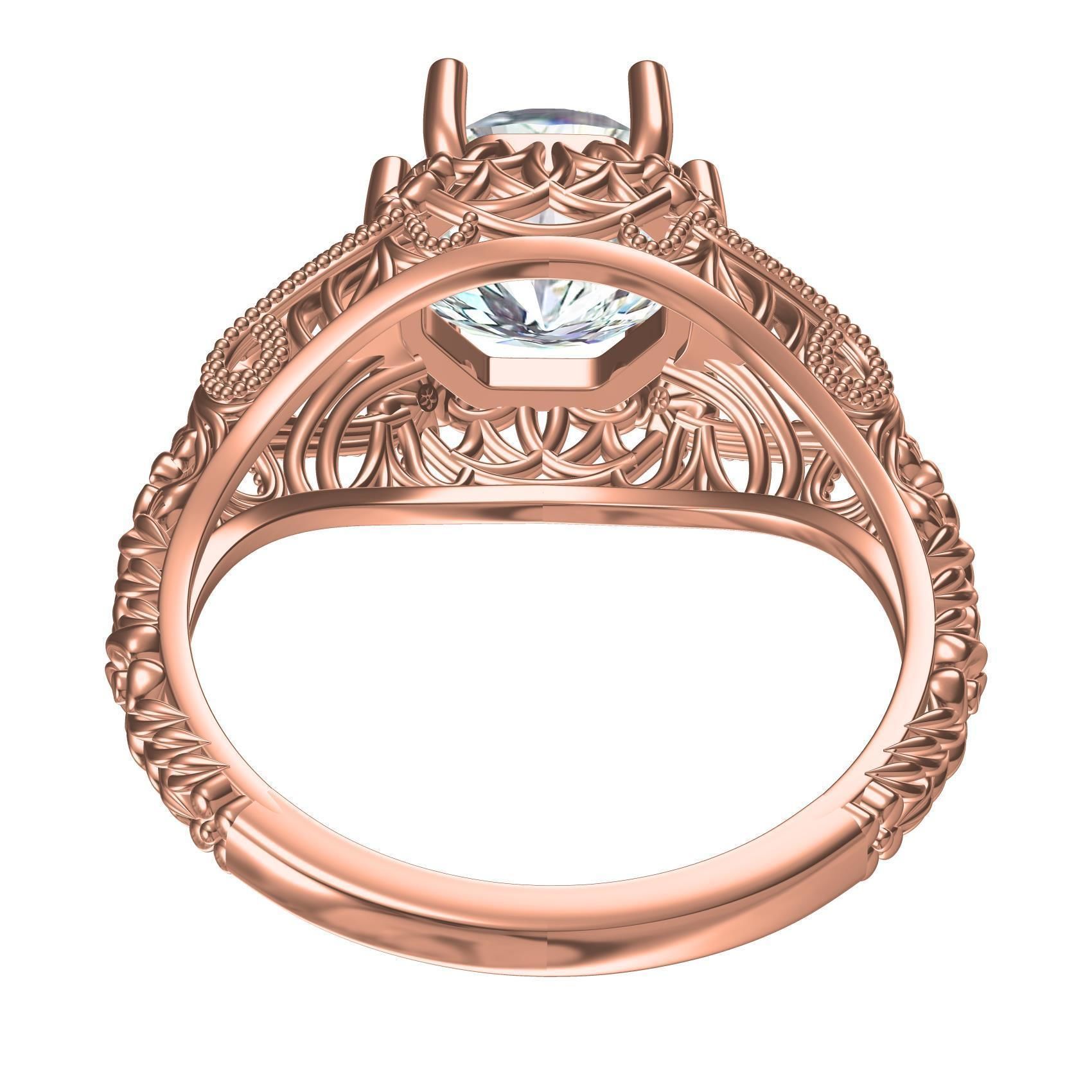 Single Round Diamond Filigree Art Deco Ring 3 3D print model_7