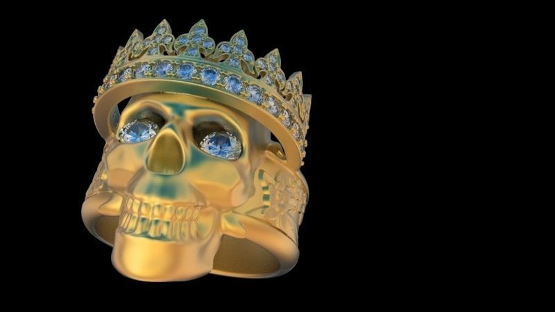 skull crown ring  3D print model_2