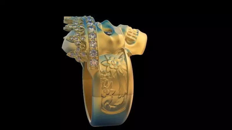 skull crown ring  3D print model_0