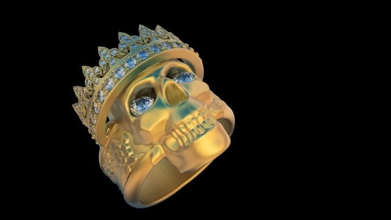 skull crown ring  3D print model_1
