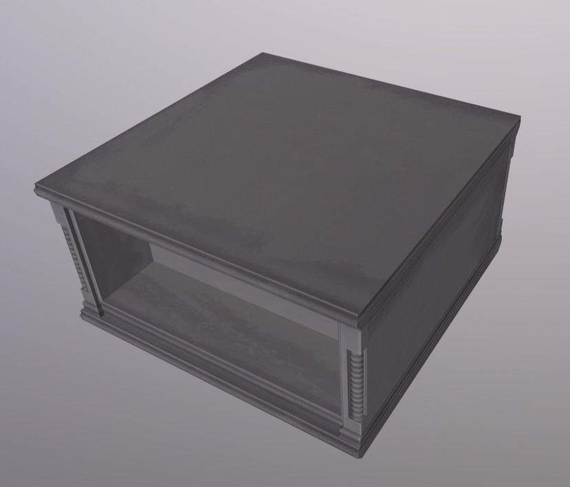 Shelve Wood White Low-poly 3D model_4