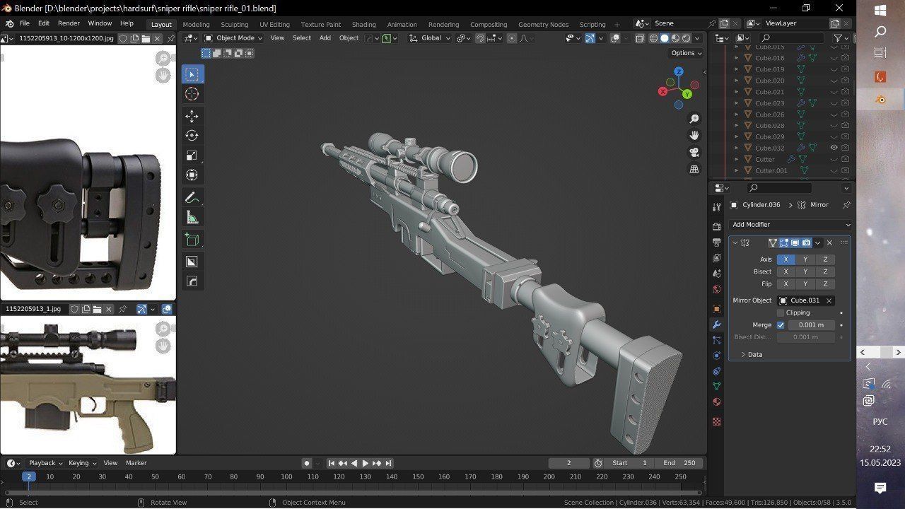 Sniper rifle L96 MB4411D OD with optics 3D model_3