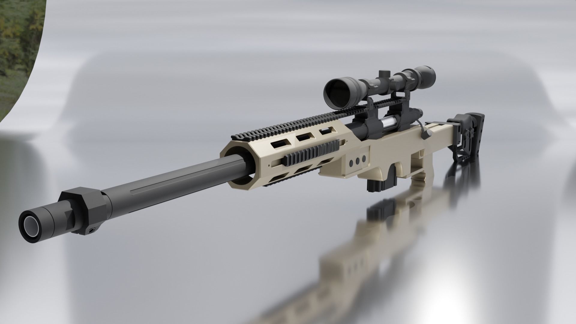 Sniper rifle L96 MB4411D OD with optics 3D model_1