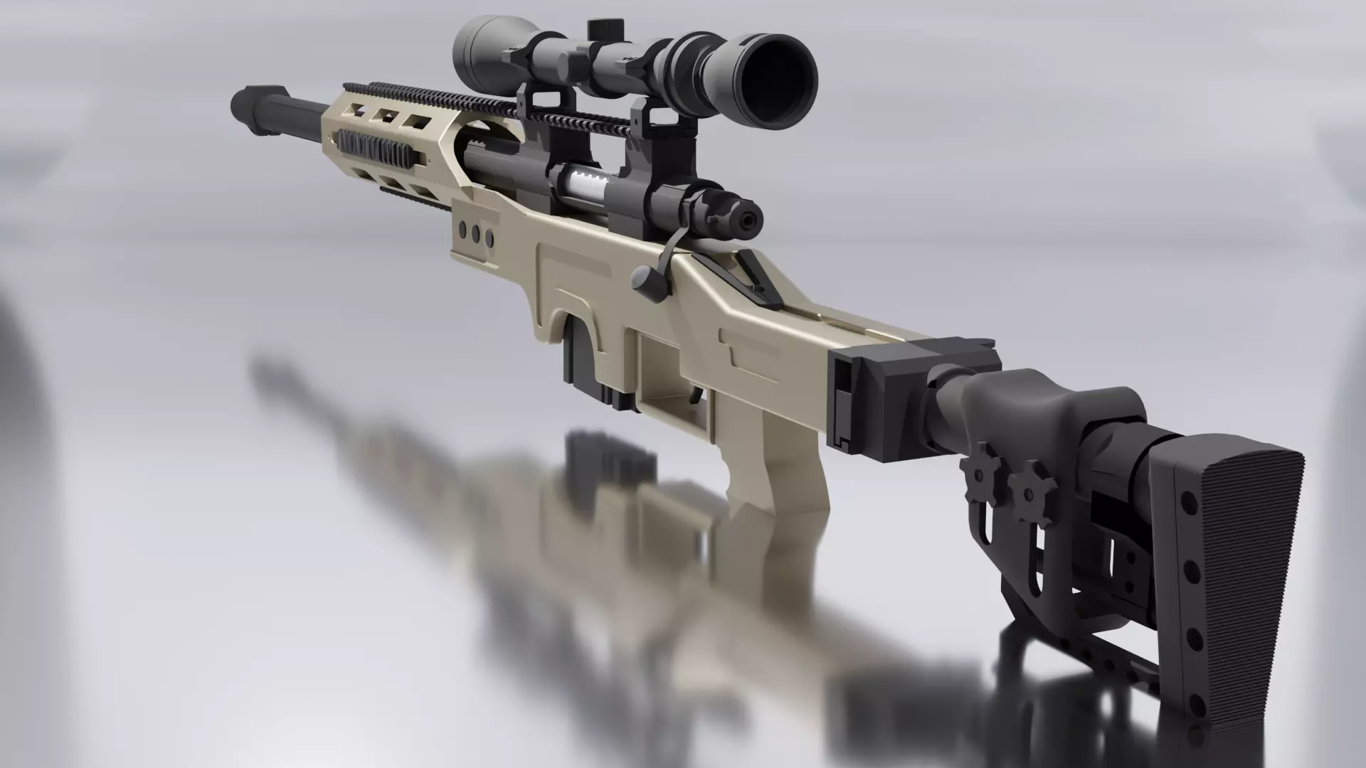 Sniper rifle L96 MB4411D OD with optics 3D model_0