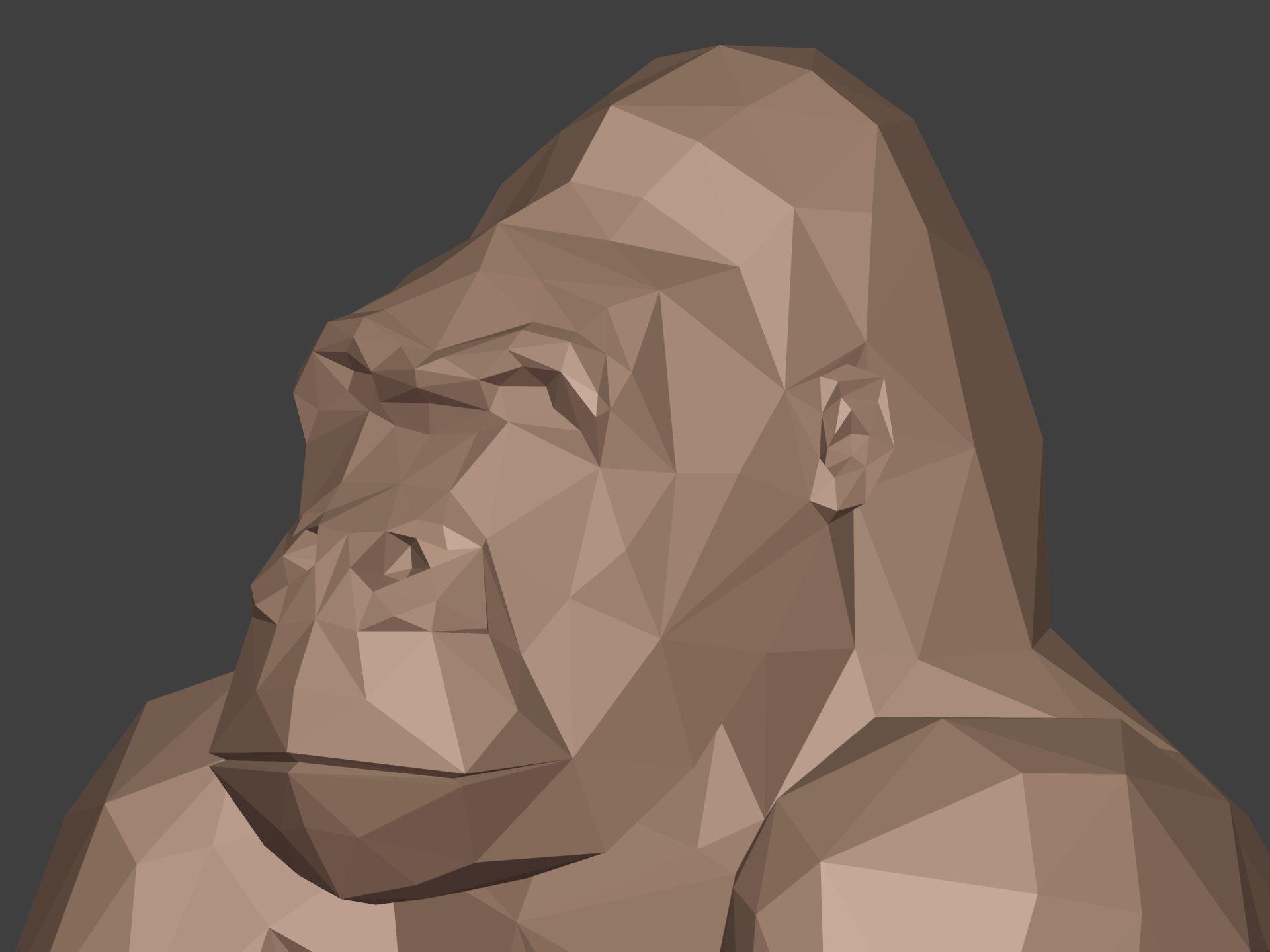 Polygonal Gorilla Figurine 3D print model_13