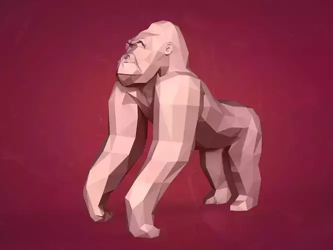 Polygonal Gorilla Figurine 3D print model