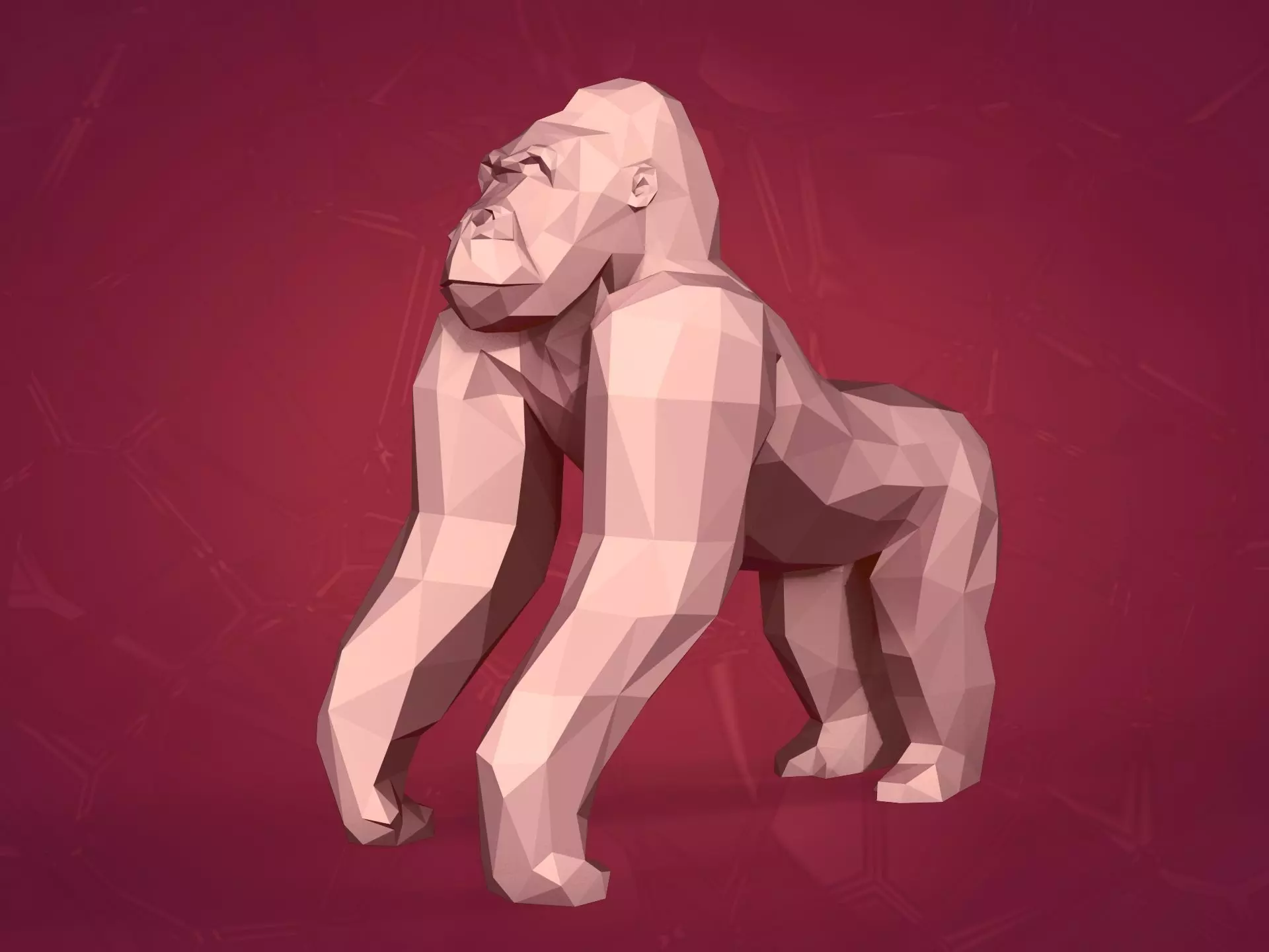Polygonal Gorilla Figurine 3D print model_0