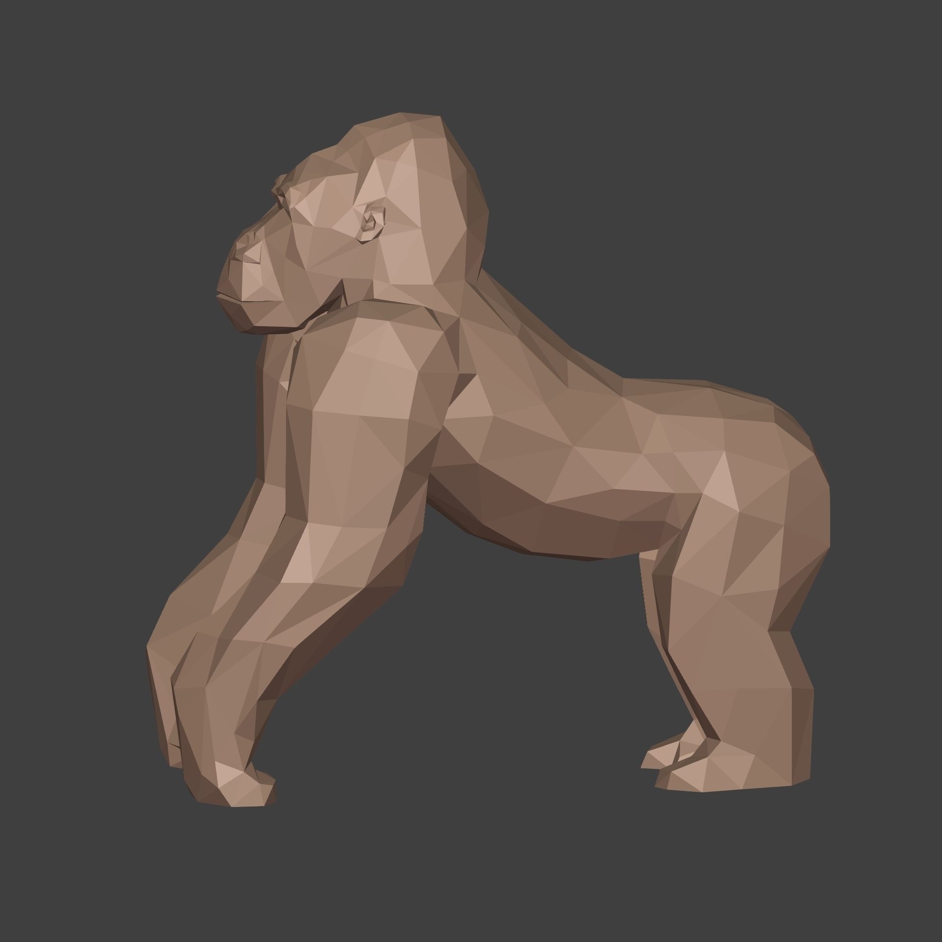 Polygonal Gorilla Figurine 3D print model_5