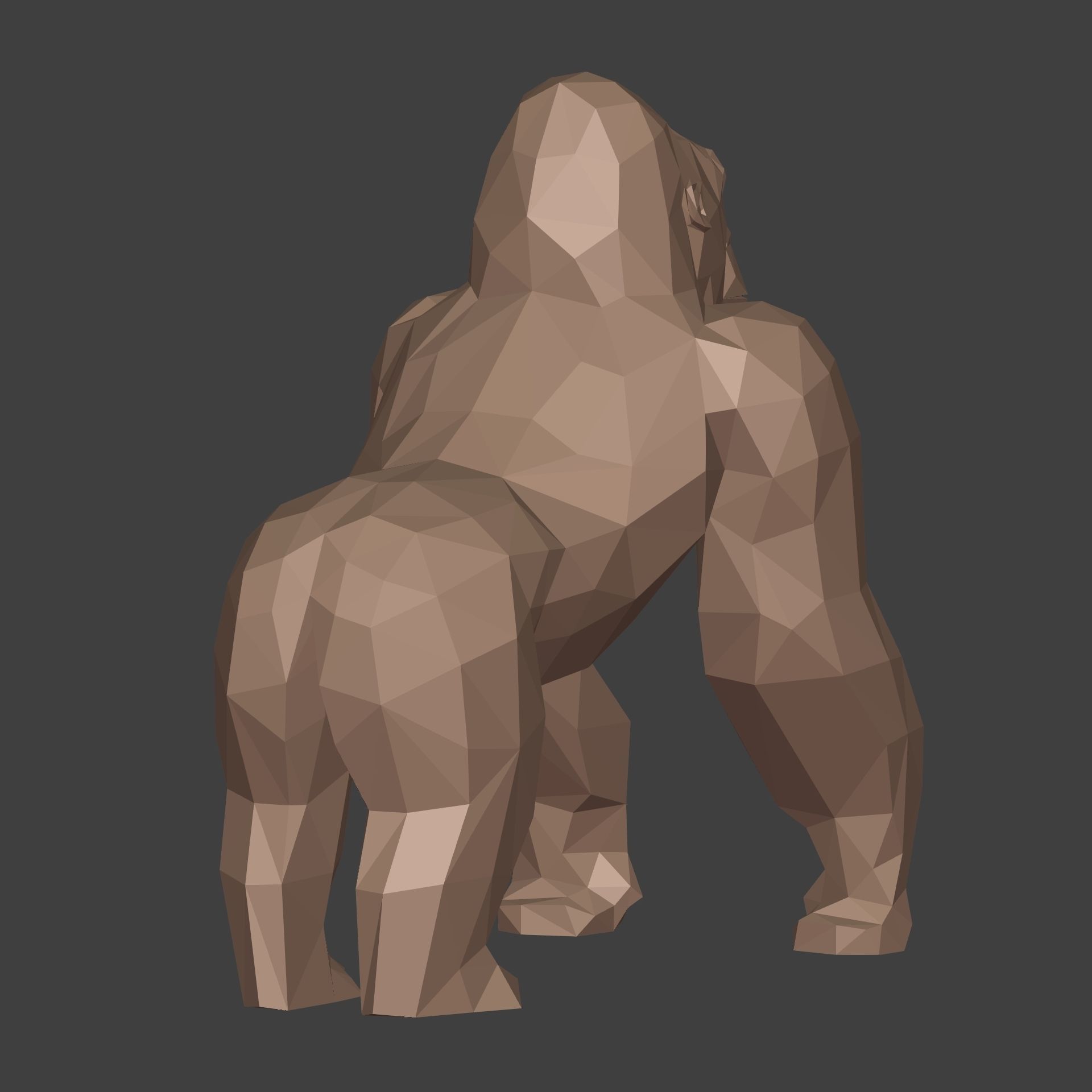 Polygonal Gorilla Figurine 3D print model_7