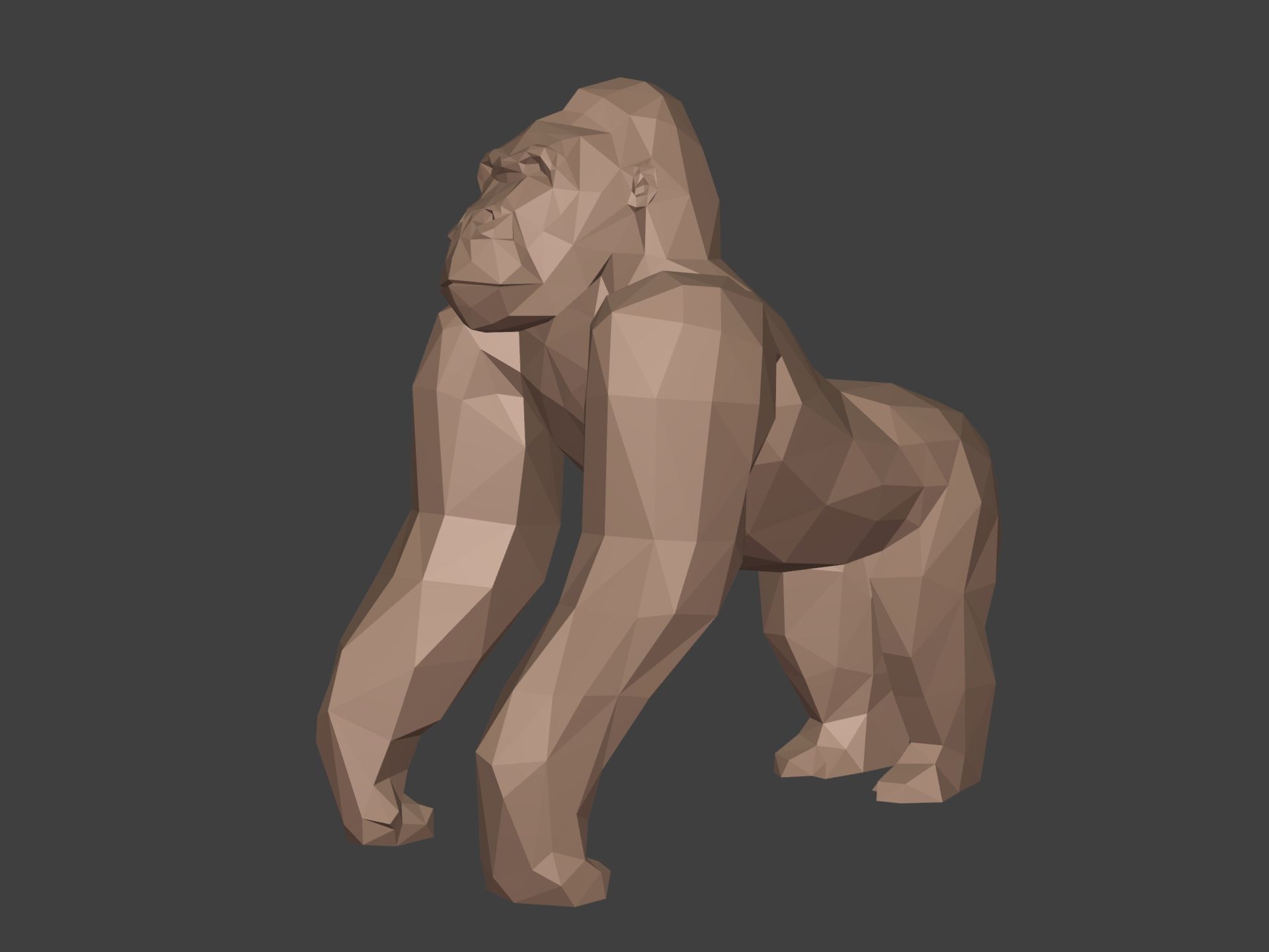 Polygonal Gorilla Figurine 3D print model_1