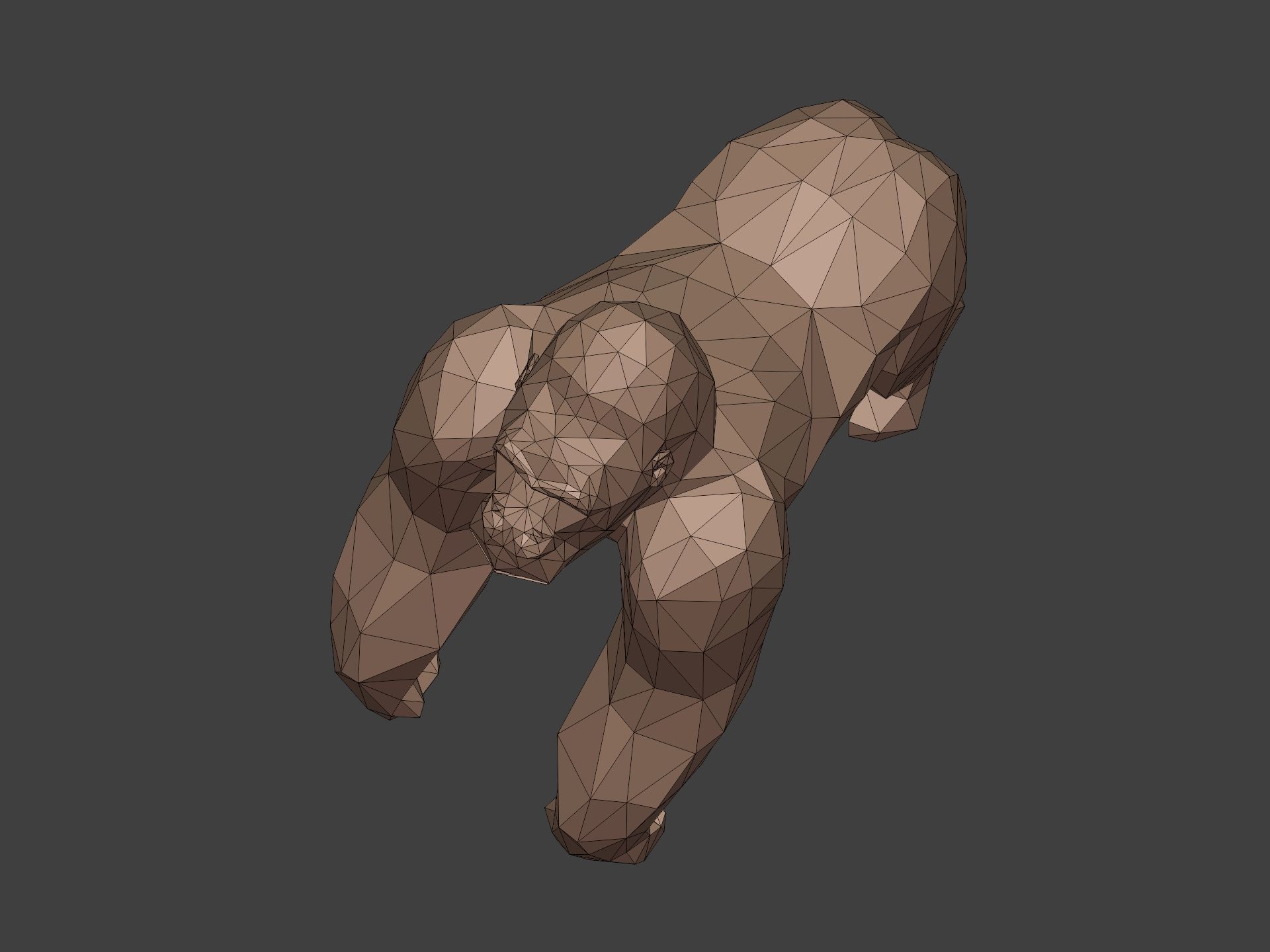Polygonal Gorilla Figurine 3D print model_10